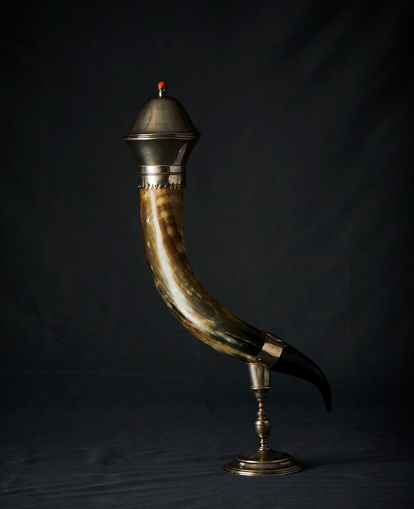 Silver Pedestal Horn Vase