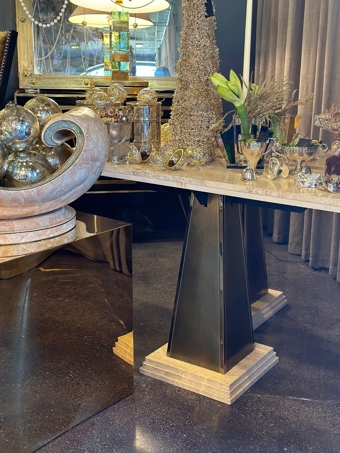 Travertine Italian Console c1960 -EACH