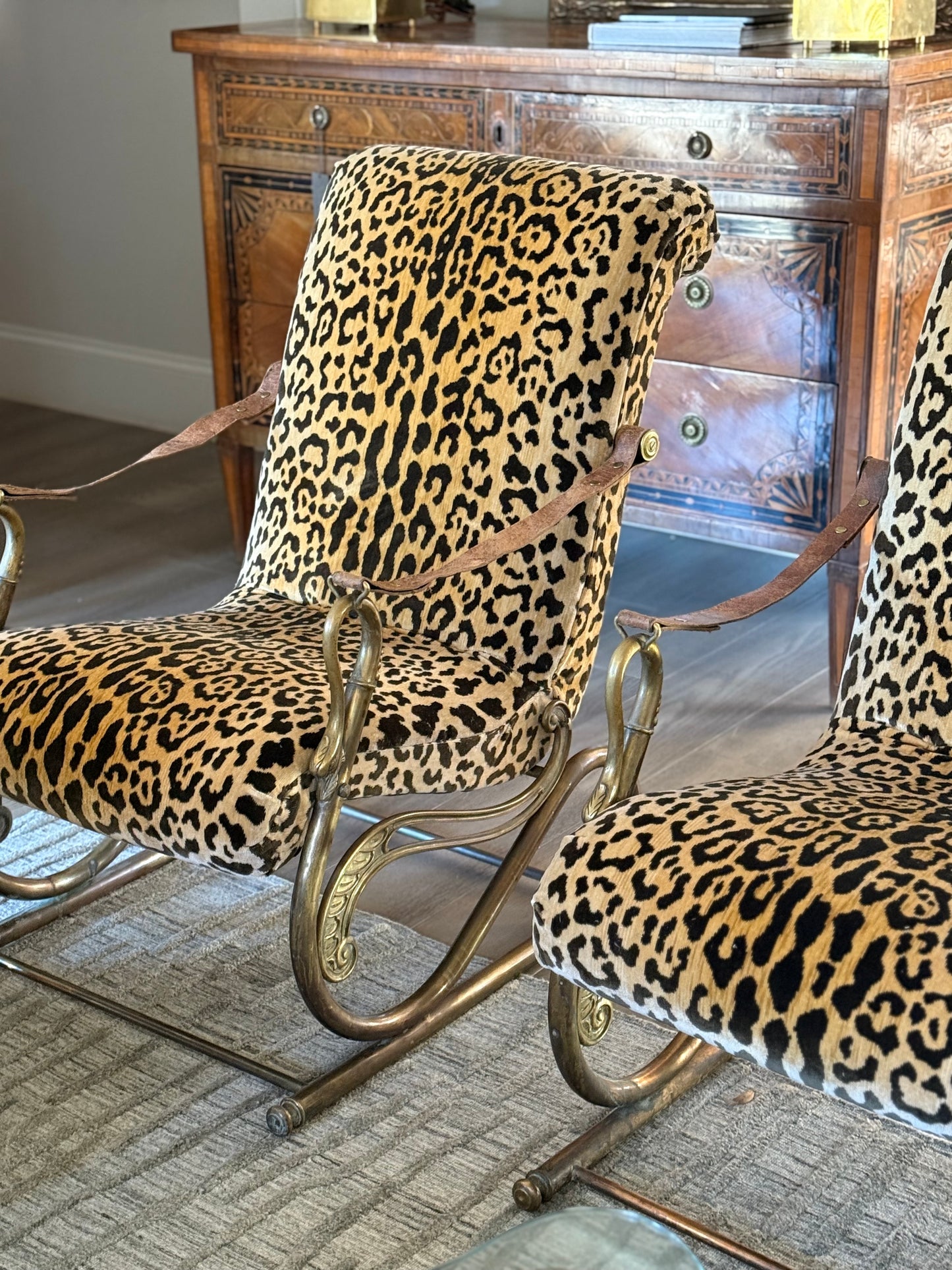 French Upholstered Bronze Bird Armchair c1850