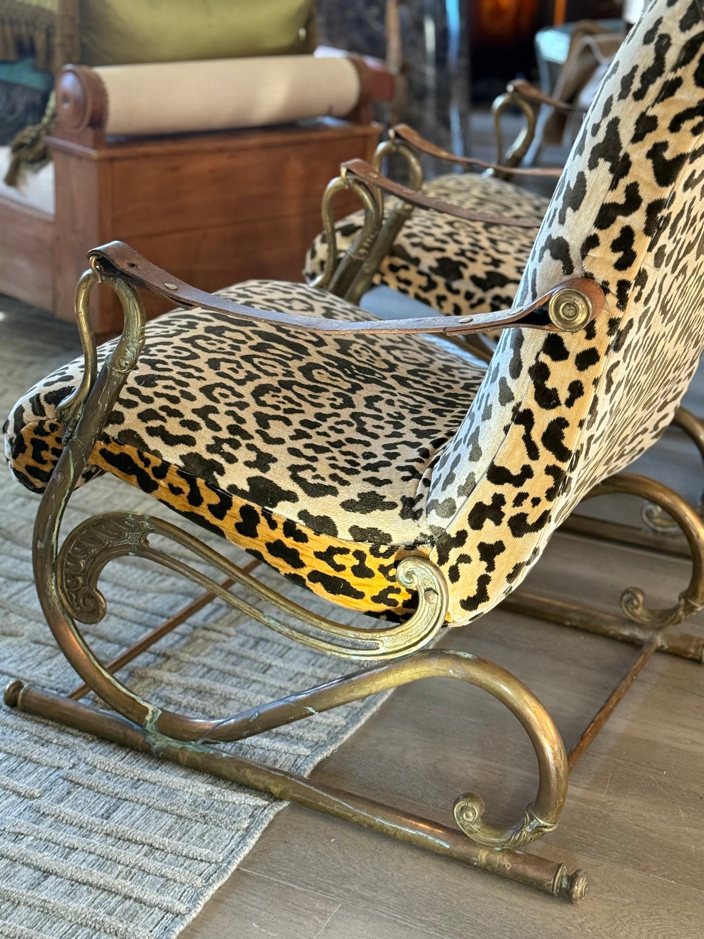 French Upholstered Bronze Bird Armchair c1850