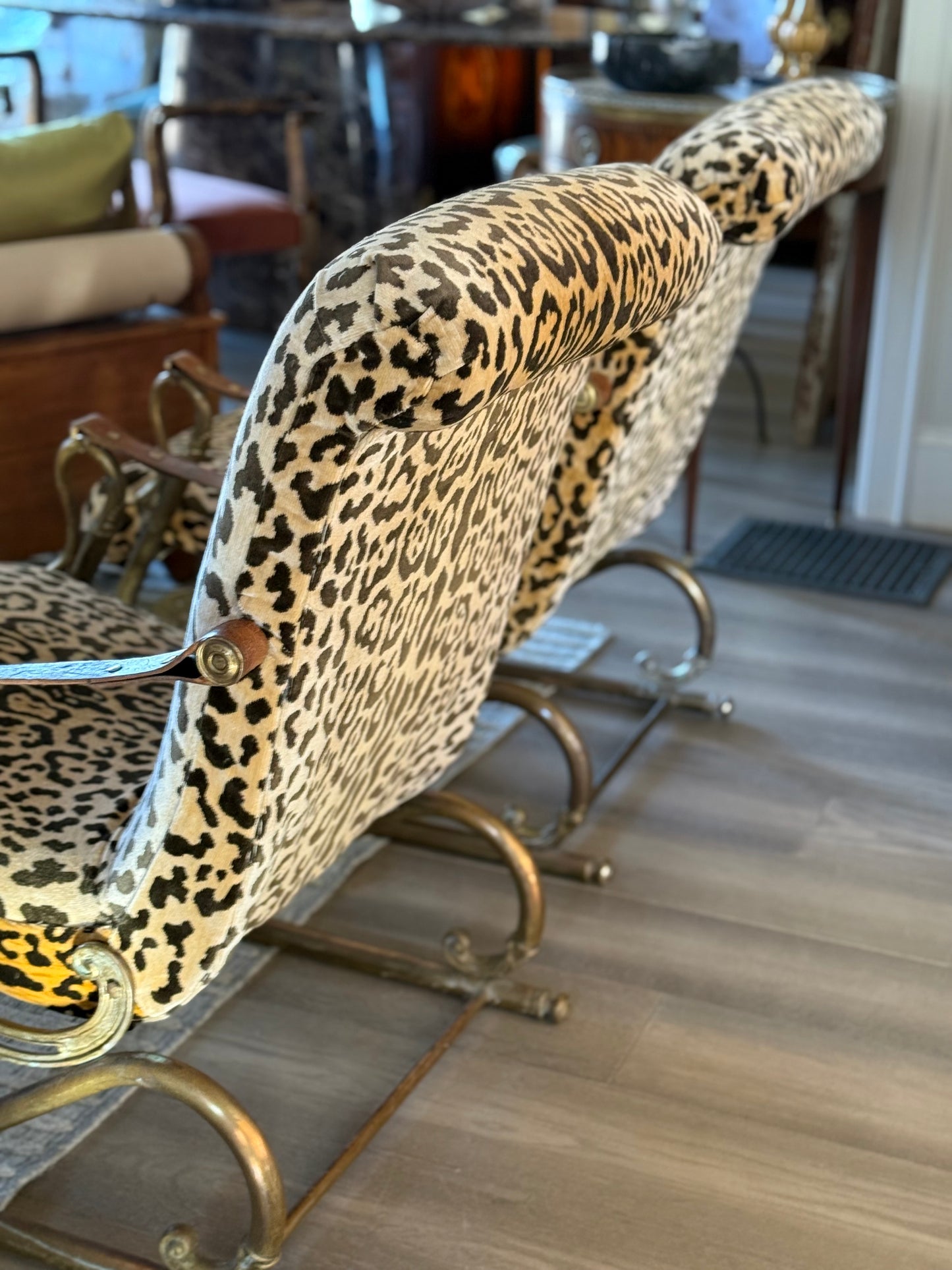 French Upholstered Bronze Bird Armchair c1850