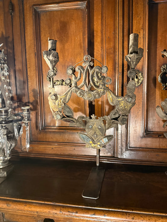 French Metal Candlesticks 19th Century - PAIR