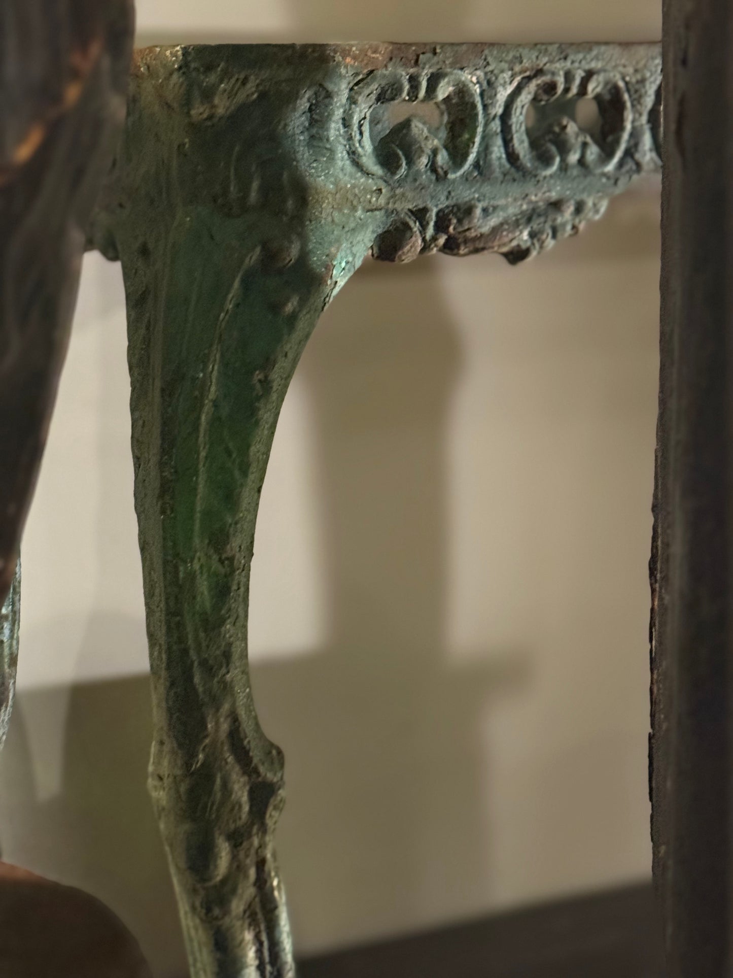 French Iron Table With Marble Top 19th Century