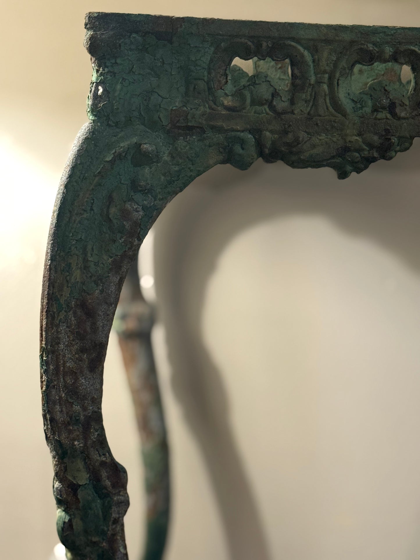 French Iron Table With Marble Top 19th Century