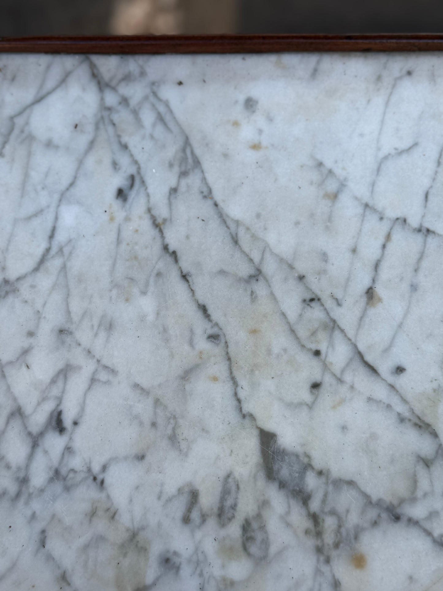 French Walnut Side Table With Marble Top - 19th Century