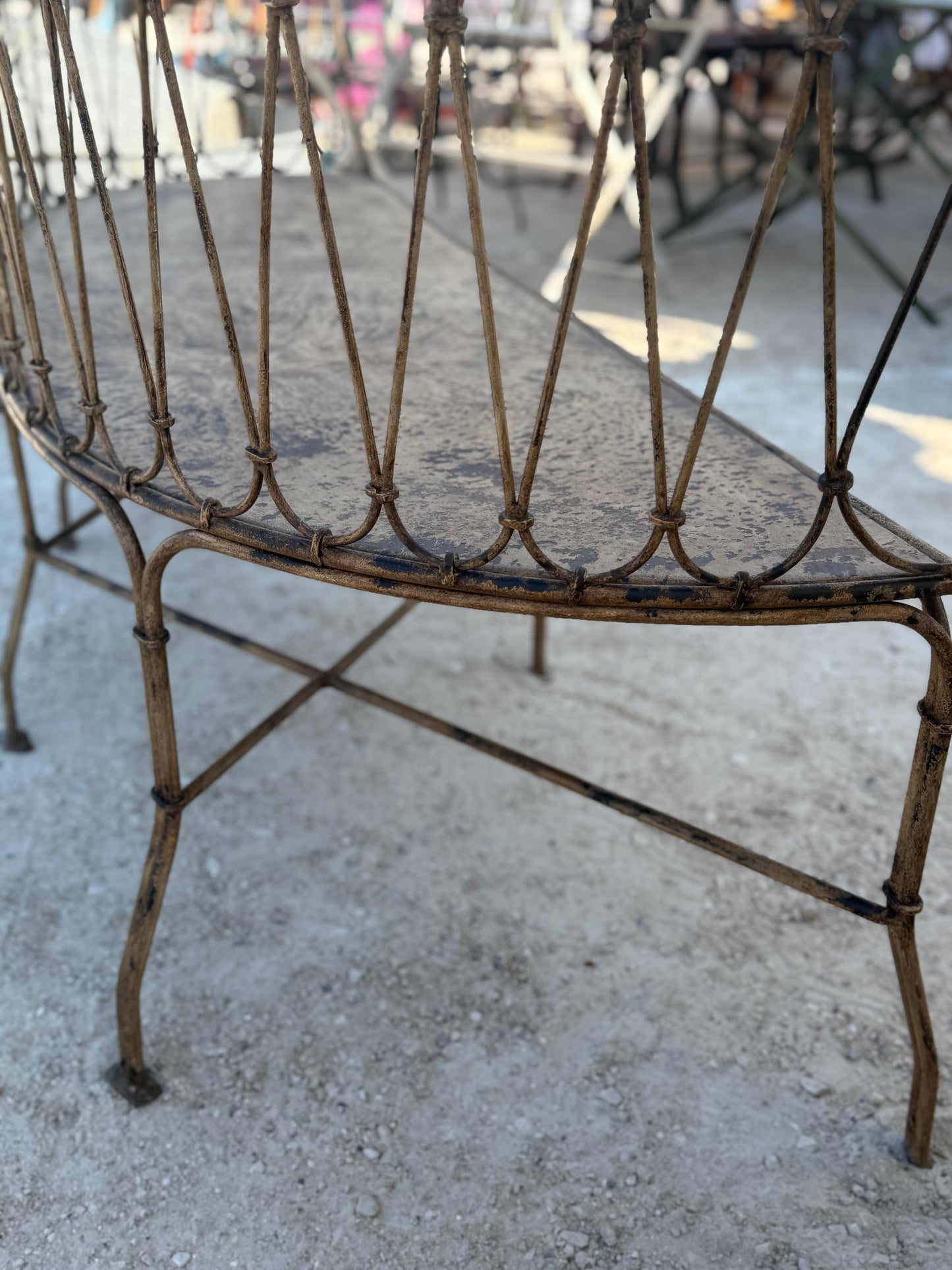 French Metal Outdoor Curved Bench