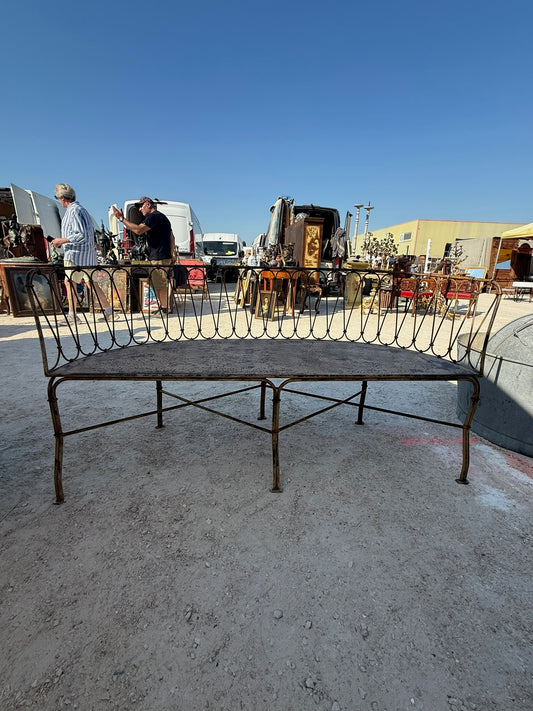 French Metal Outdoor Curved Bench