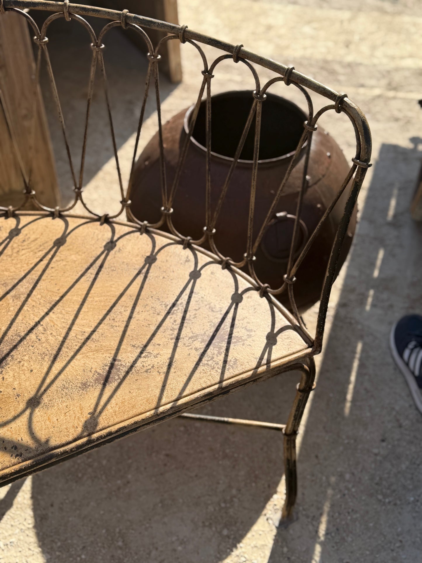 French Metal Outdoor Curved Bench