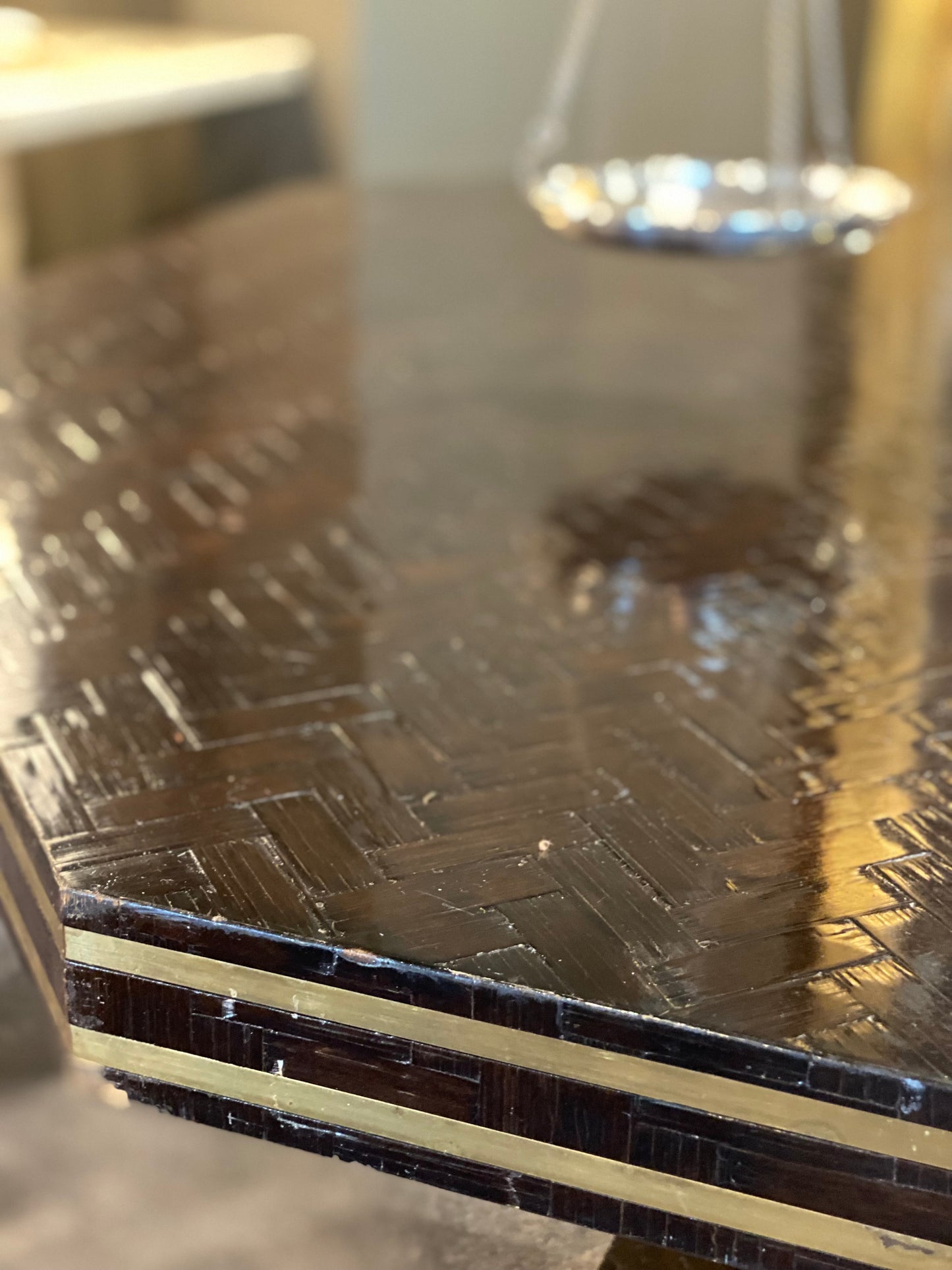 Italian Parquet Octagonal Dining Table -Midcentury