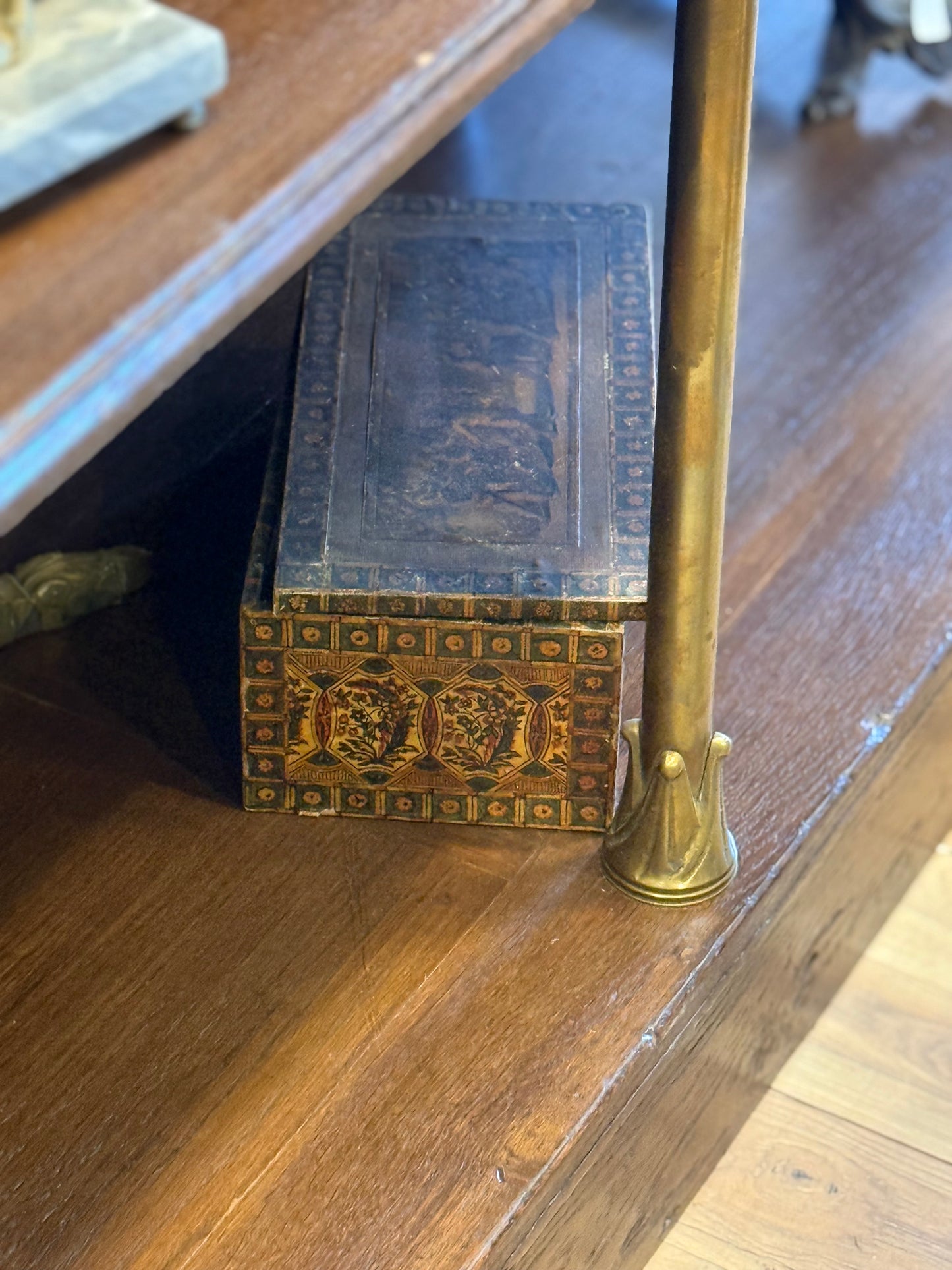 French Brass and Walnut Etagere