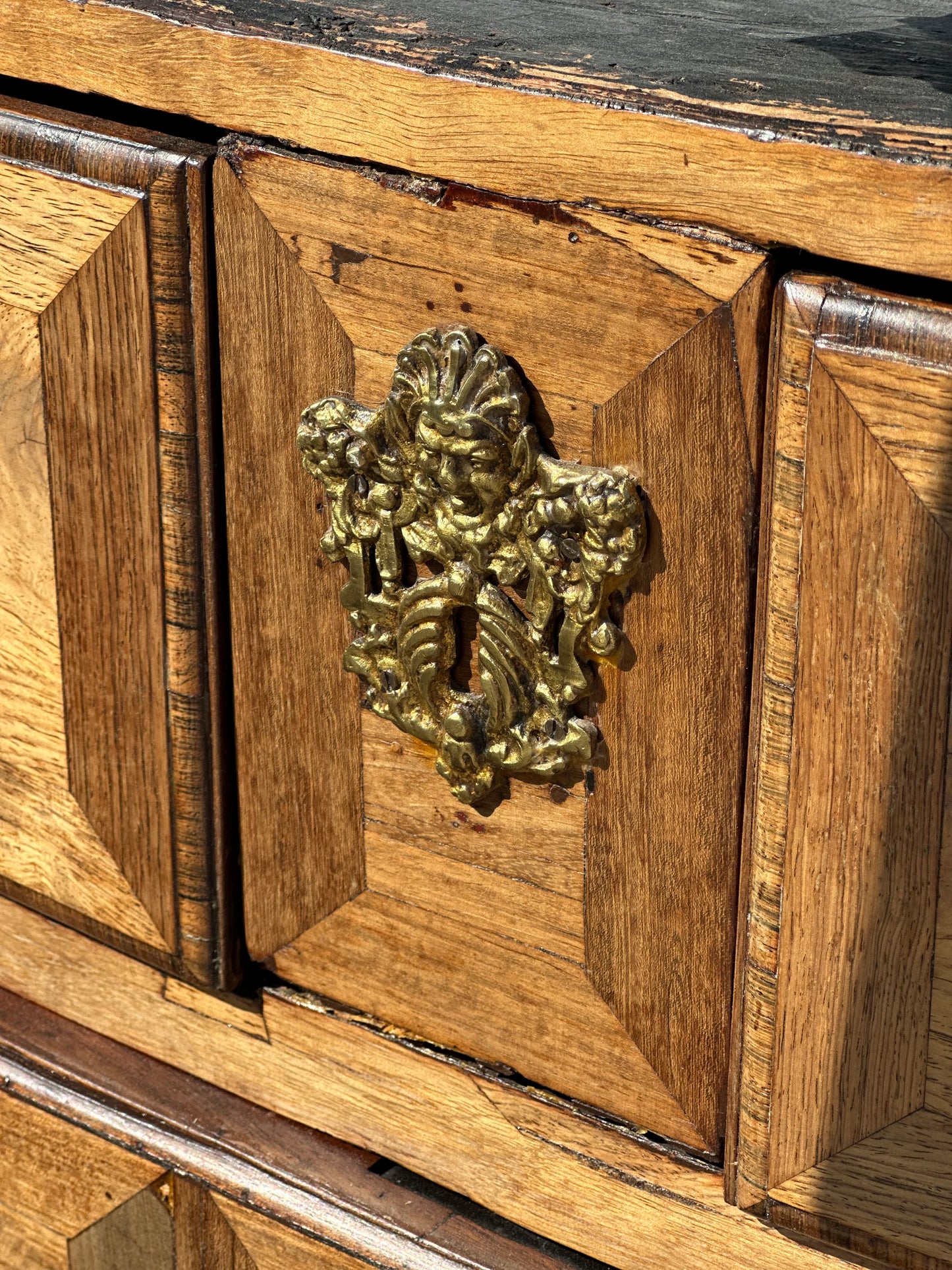 French Chest With Marble Top & Brass Accents