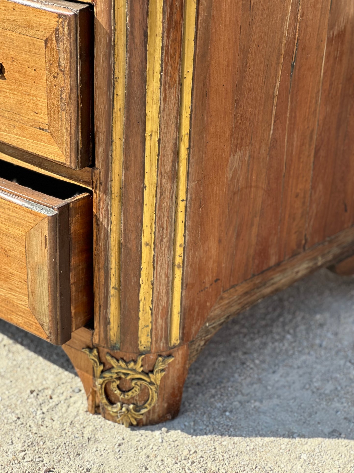 French Chest With Marble Top & Brass Accents
