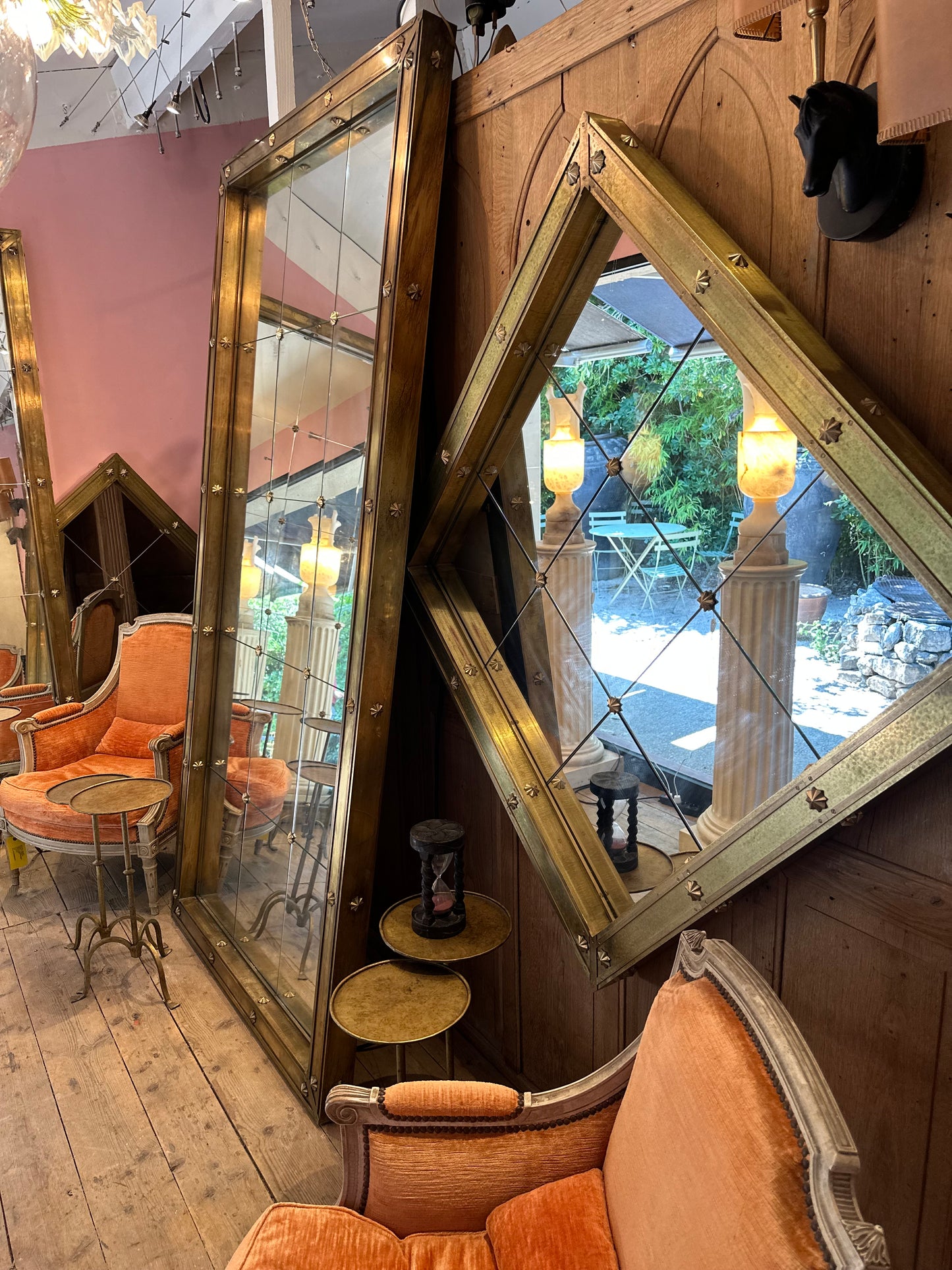 Midcentury Brass Square Mirror - Barcelona