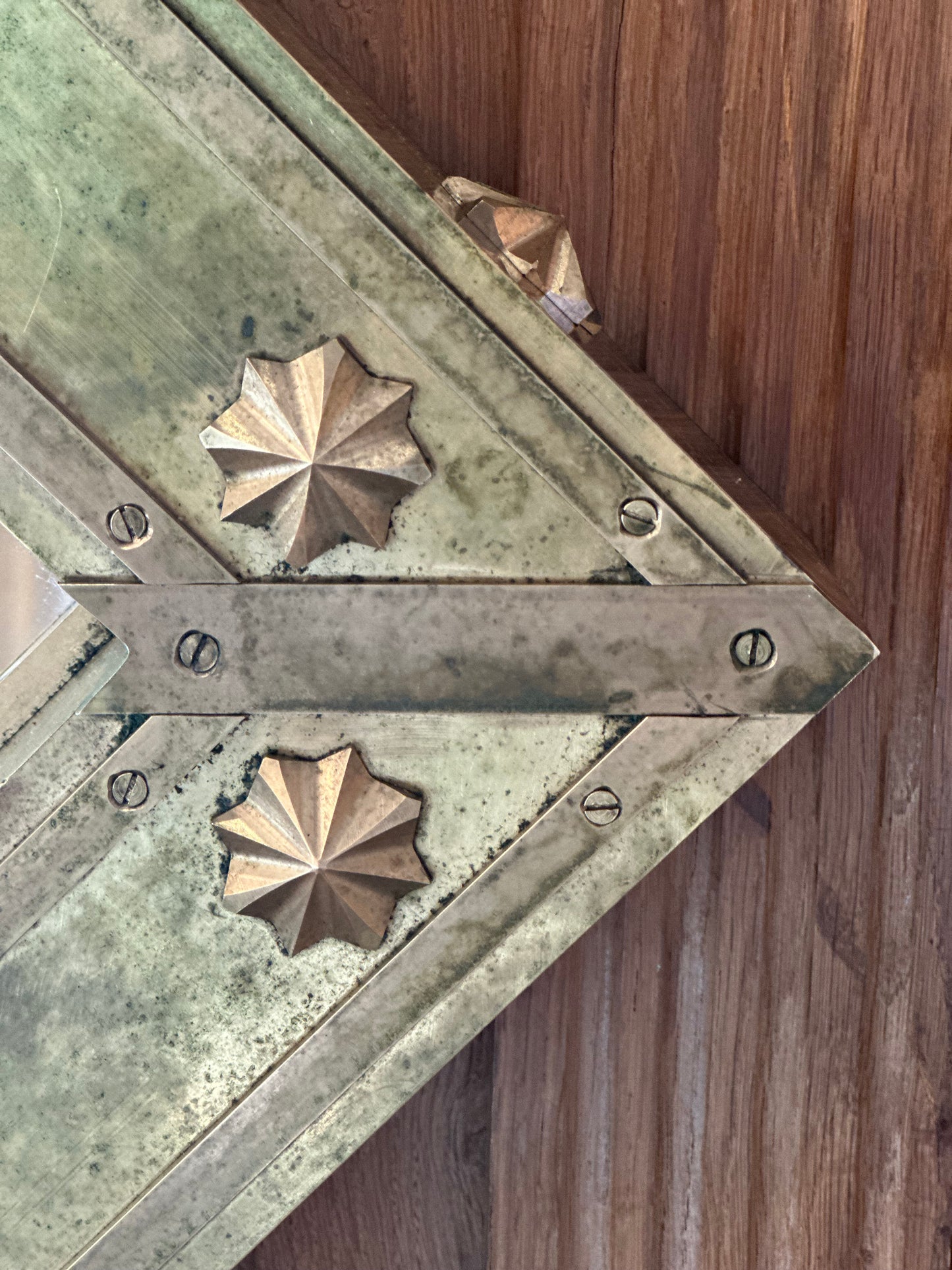 Midcentury Brass Square Mirror - Barcelona