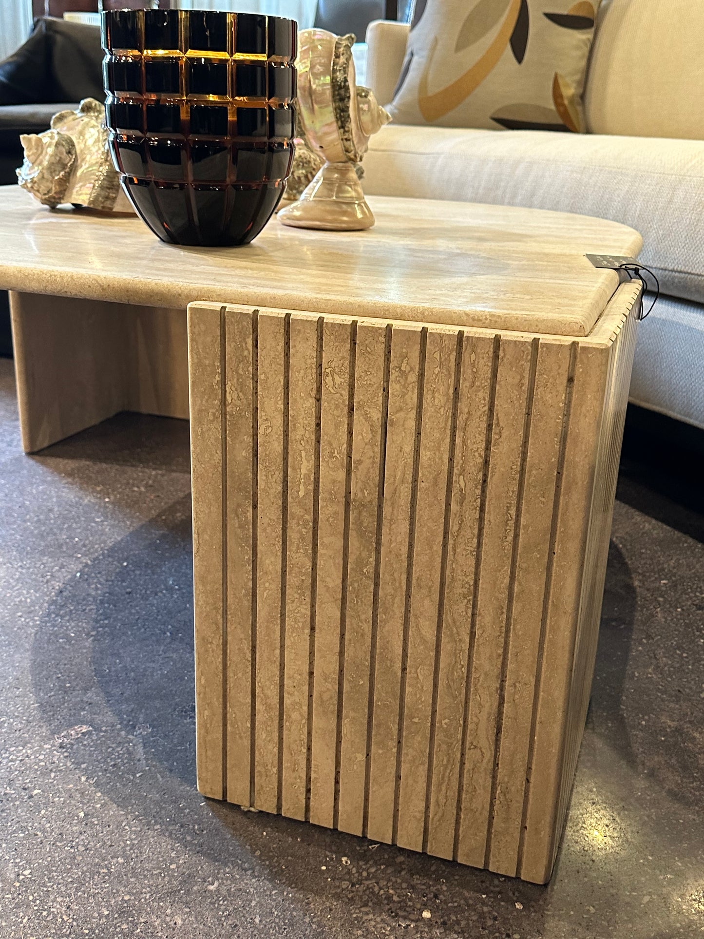 Italian Travertine Teardrop Coffee Table - Midcentury