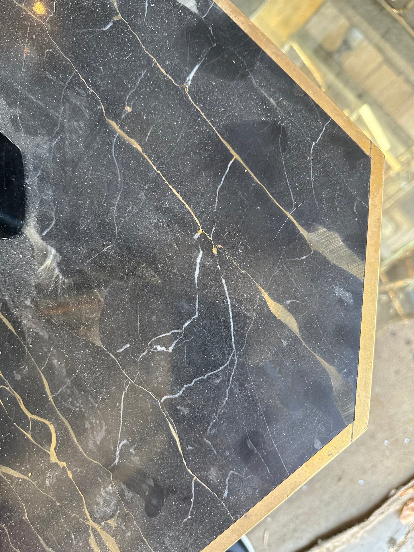 Marble Dining Table With Brass Accents - Midcentury