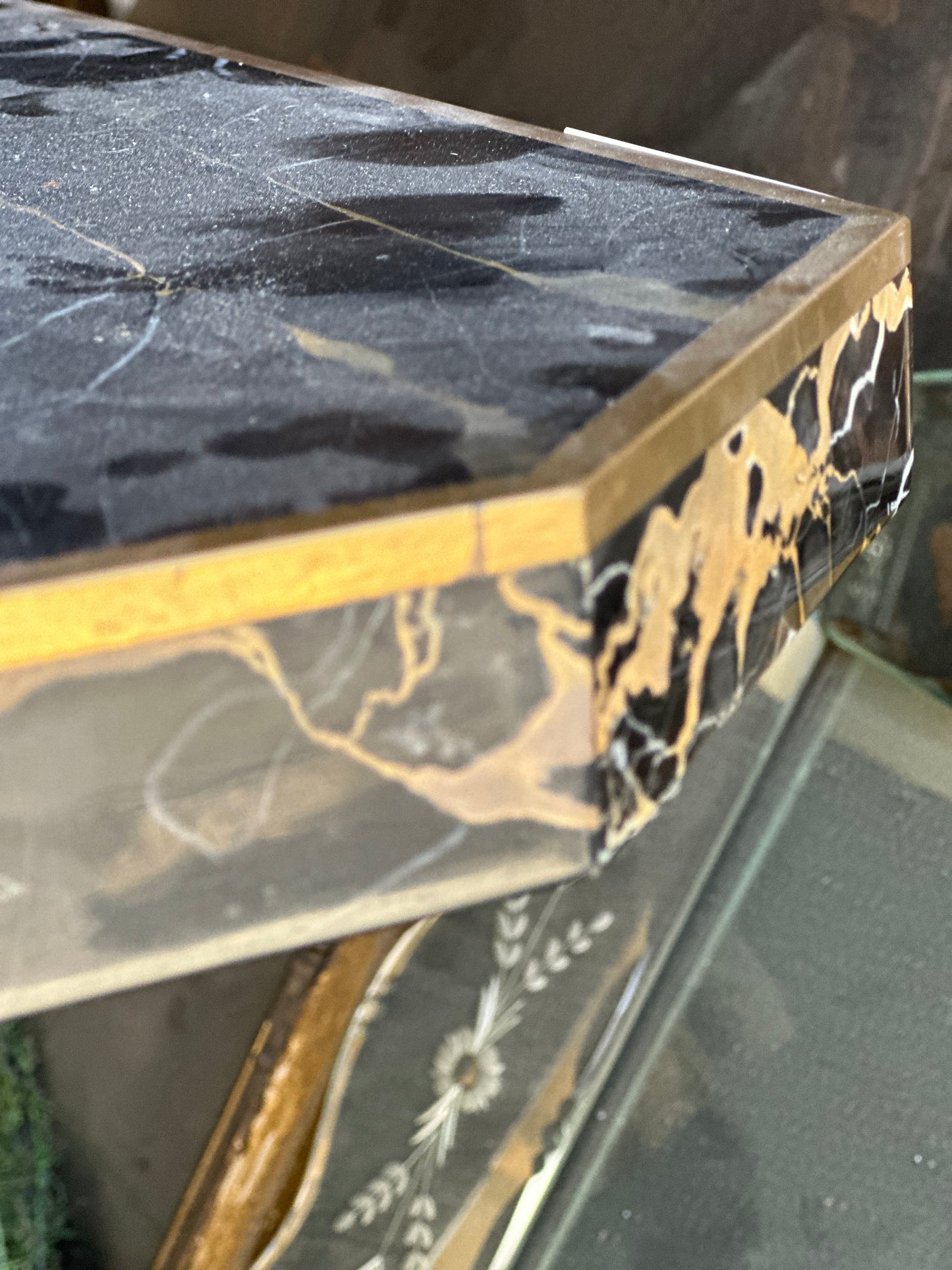 Marble Dining Table With Brass Accents - Midcentury