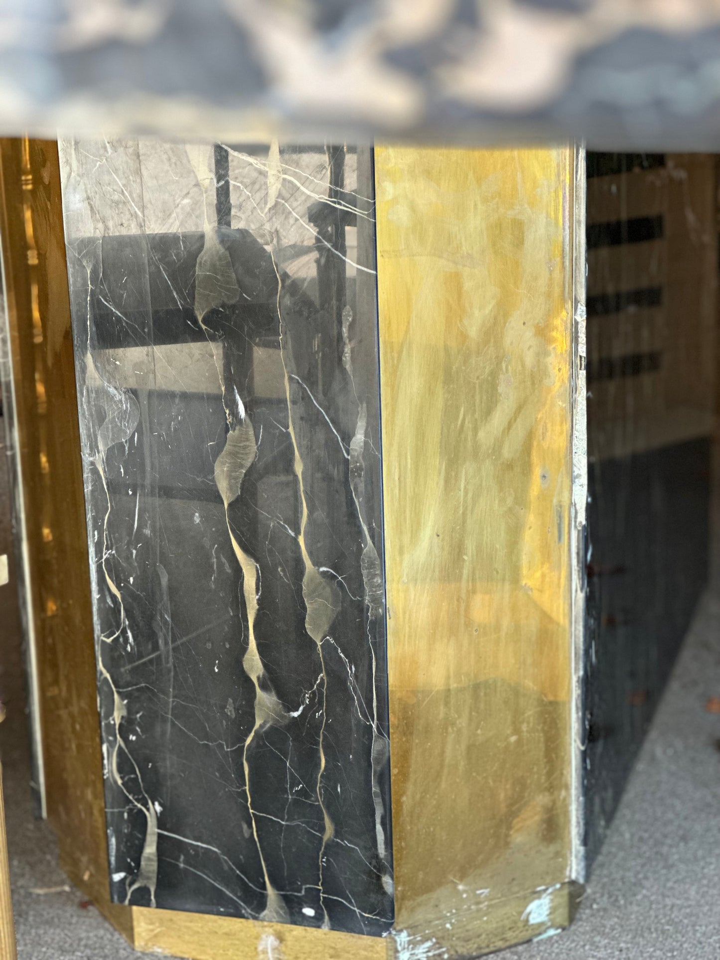 Marble Dining Table With Brass Accents - Midcentury