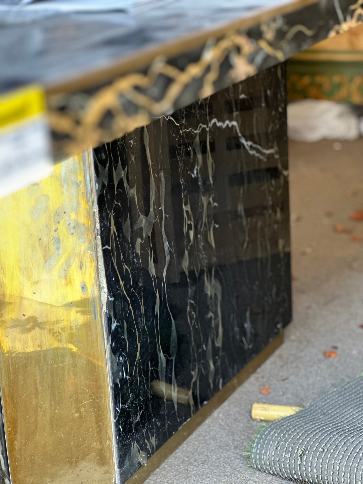 Marble Dining Table With Brass Accents - Midcentury