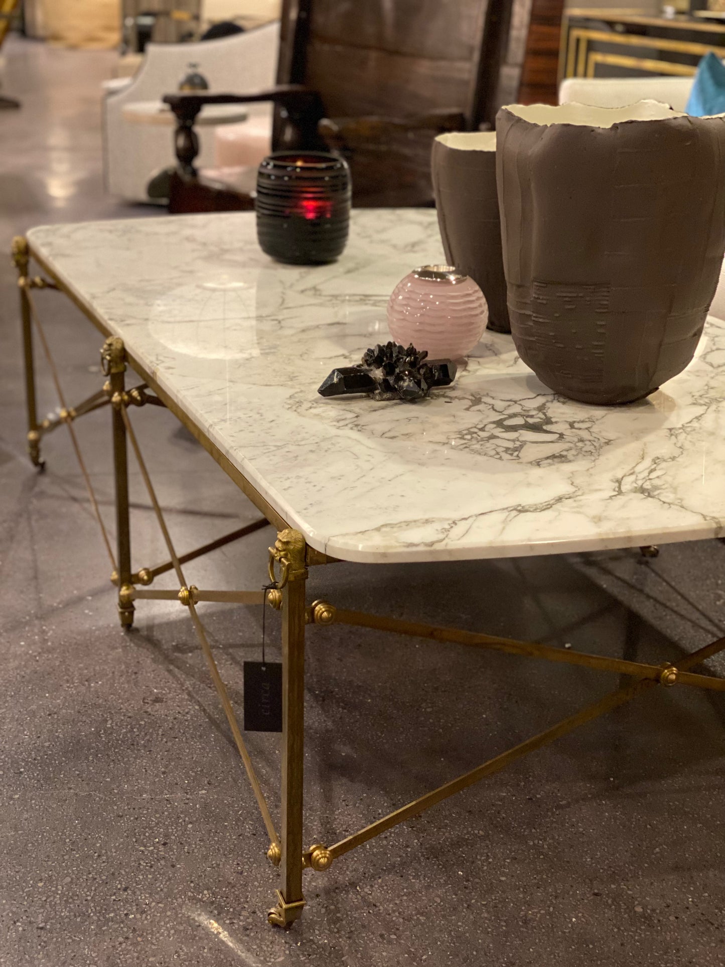 HOLD ** White Marble and Brass Coffee Table - Barcelona