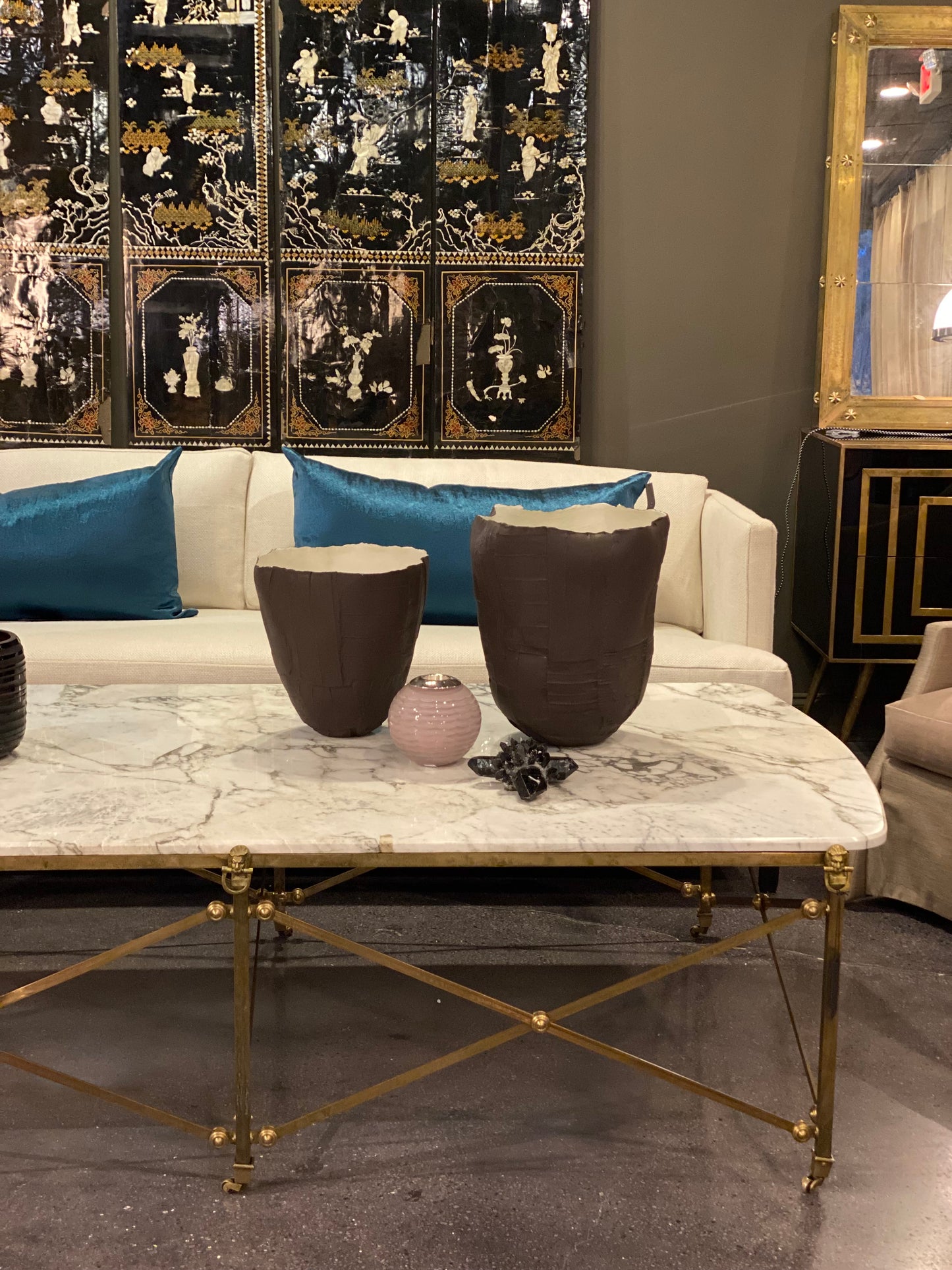 HOLD ** White Marble and Brass Coffee Table - Barcelona