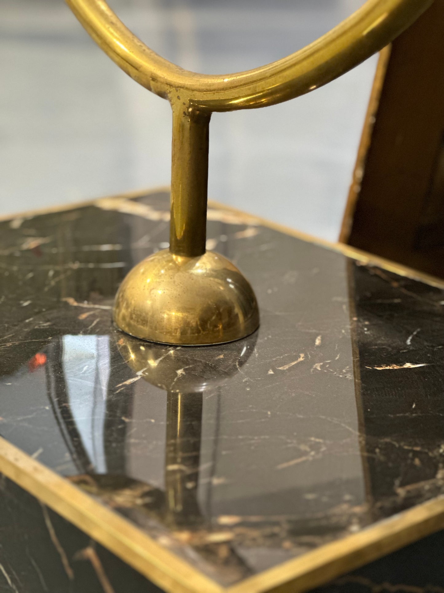 Midcentury Brass And Marble Standing Mirror - Paris