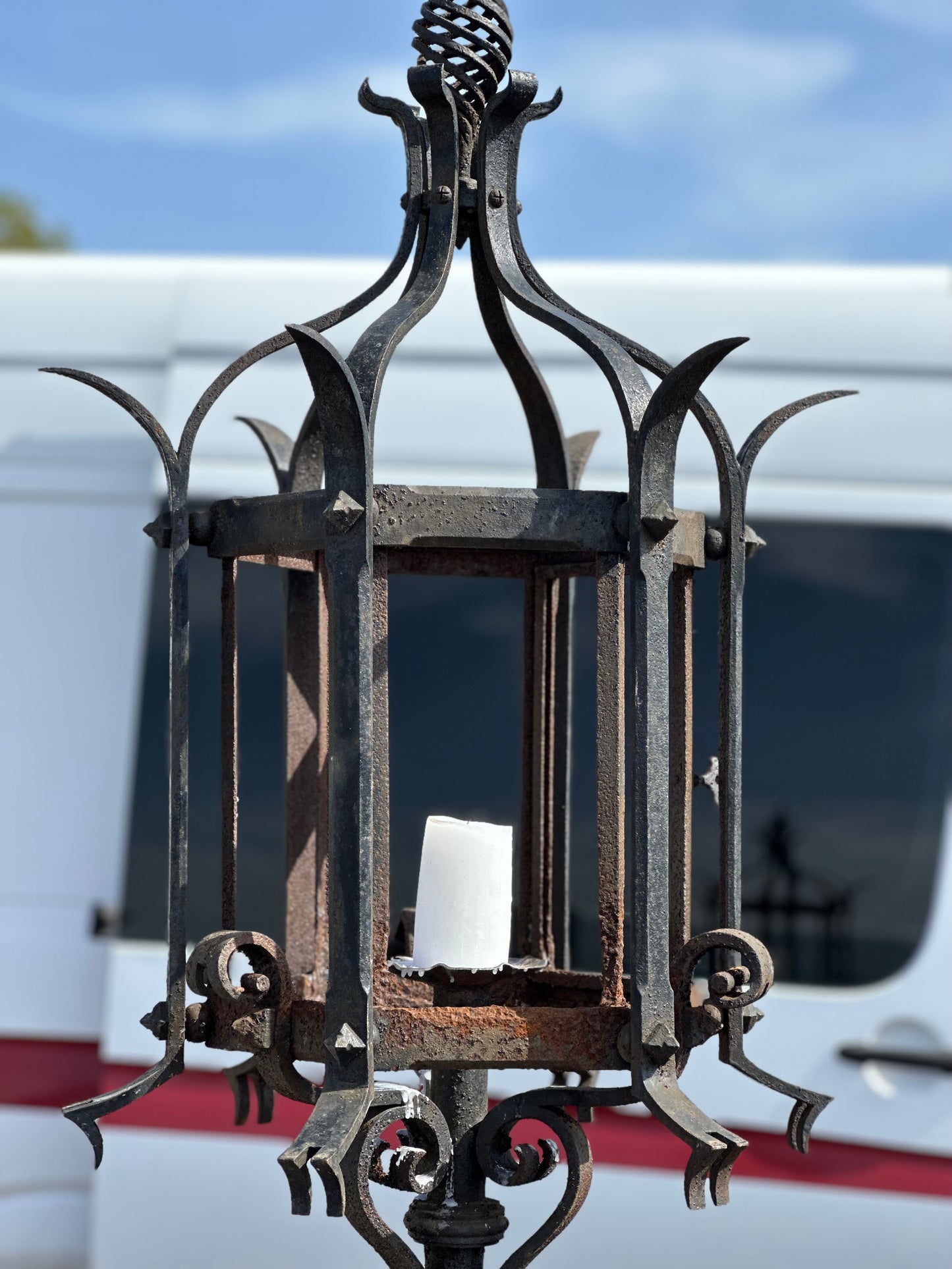 SOLD **Iron Standing Lantern - French