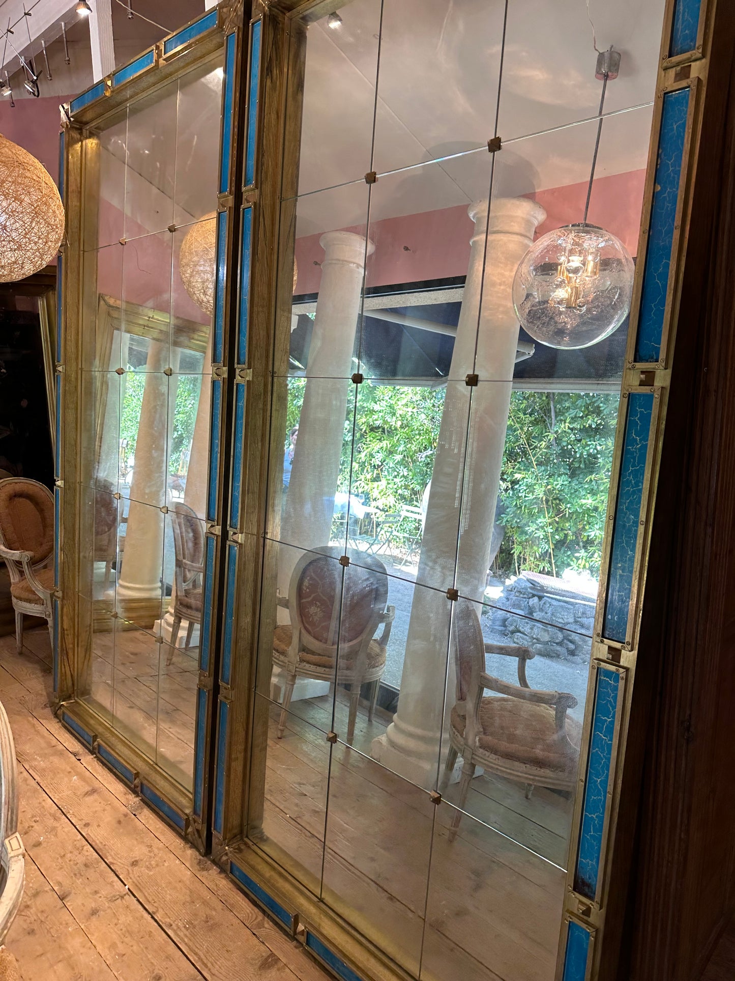 Blue Inlay and Brass Mirror - Barcelona