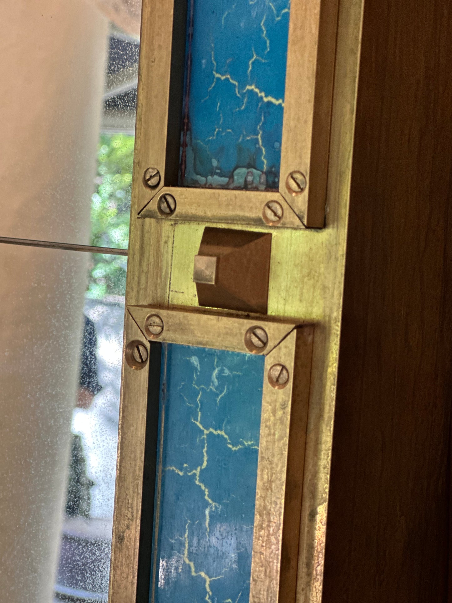 Blue Inlay and Brass Mirror - Barcelona