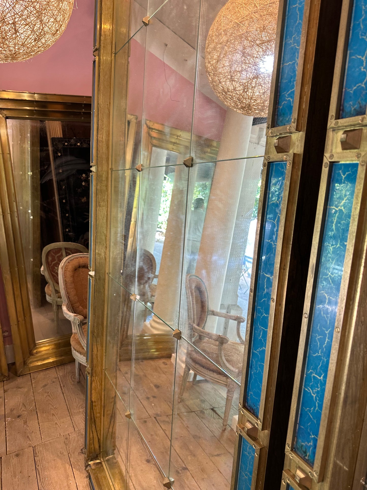 Blue Inlay and Brass Mirror - Barcelona
