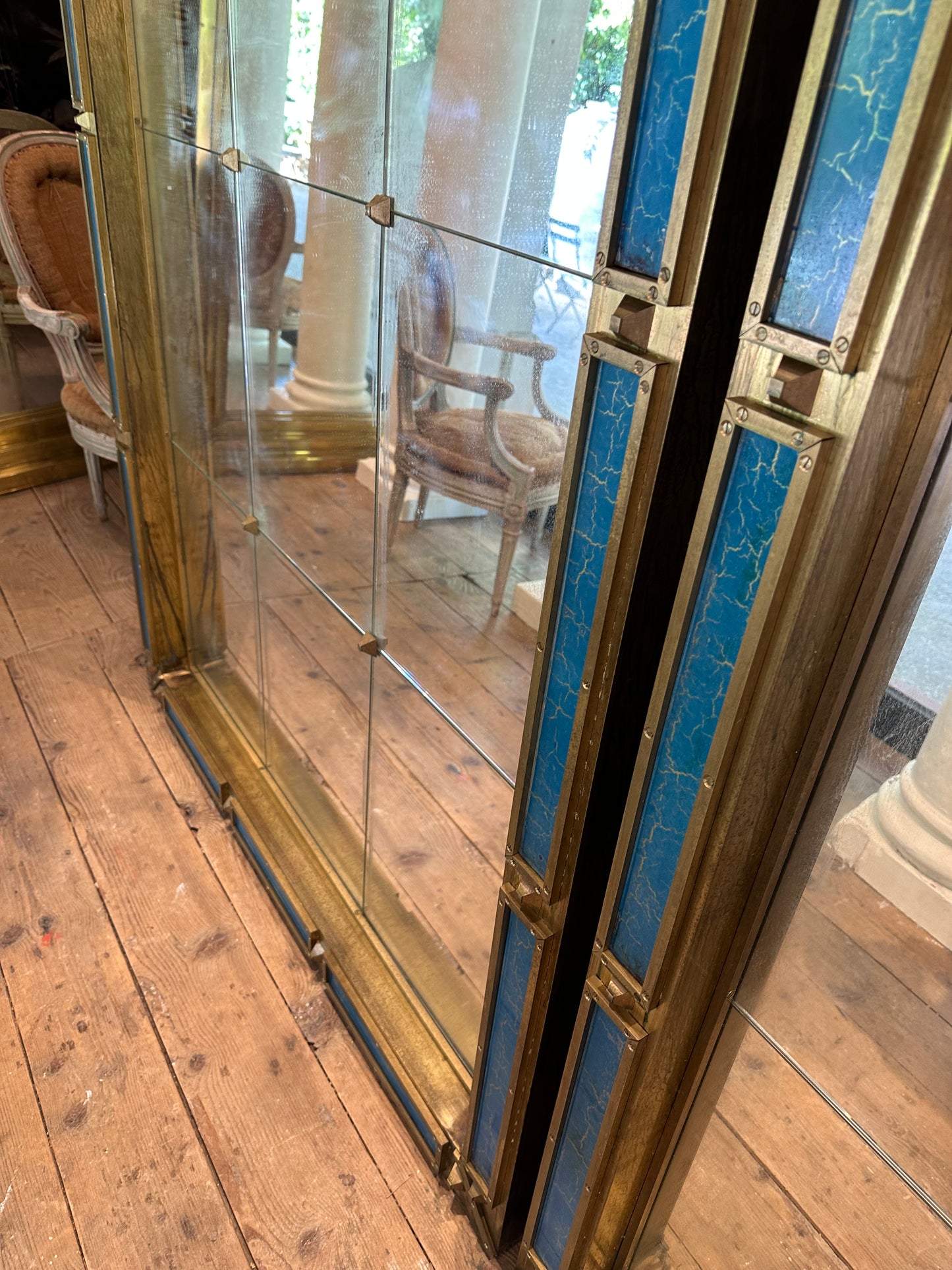 Blue Inlay and Brass Mirror - Barcelona