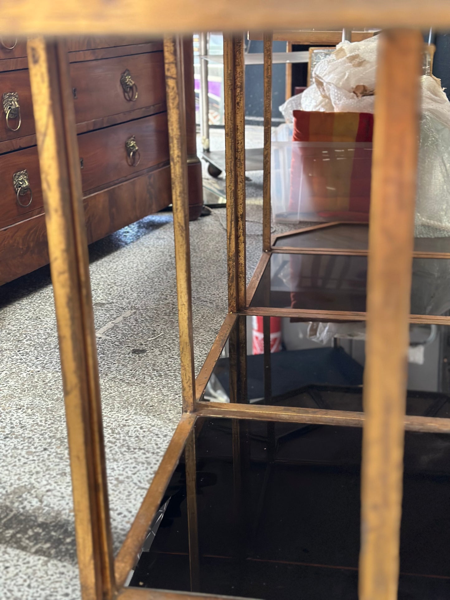 Black and Brass Multi-Piece Dining Table - French Midcentury