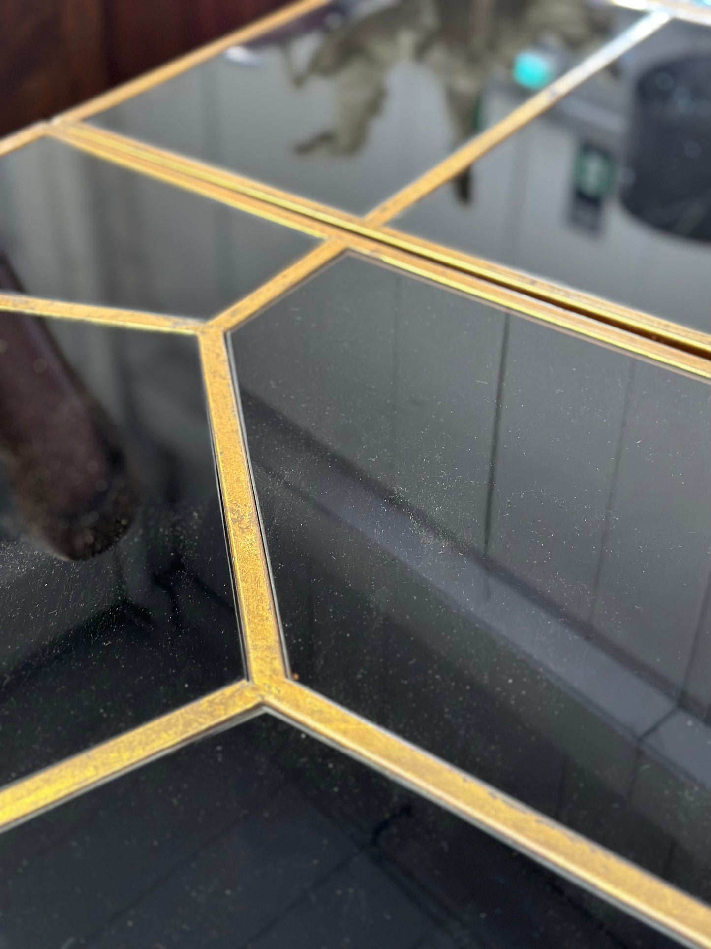 Black and Brass Multi-Piece Dining Table - French Midcentury