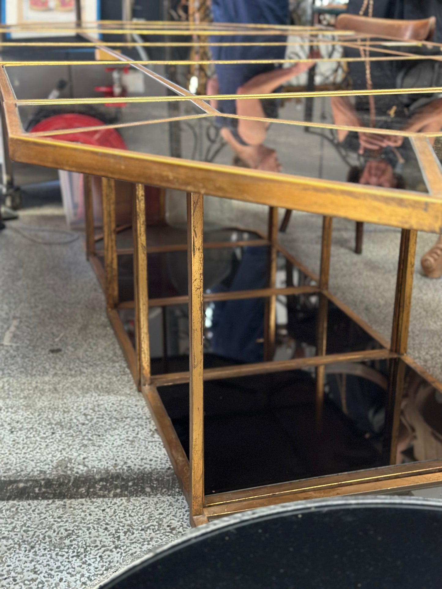 Black and Brass Multi-Piece Dining Table - French Midcentury