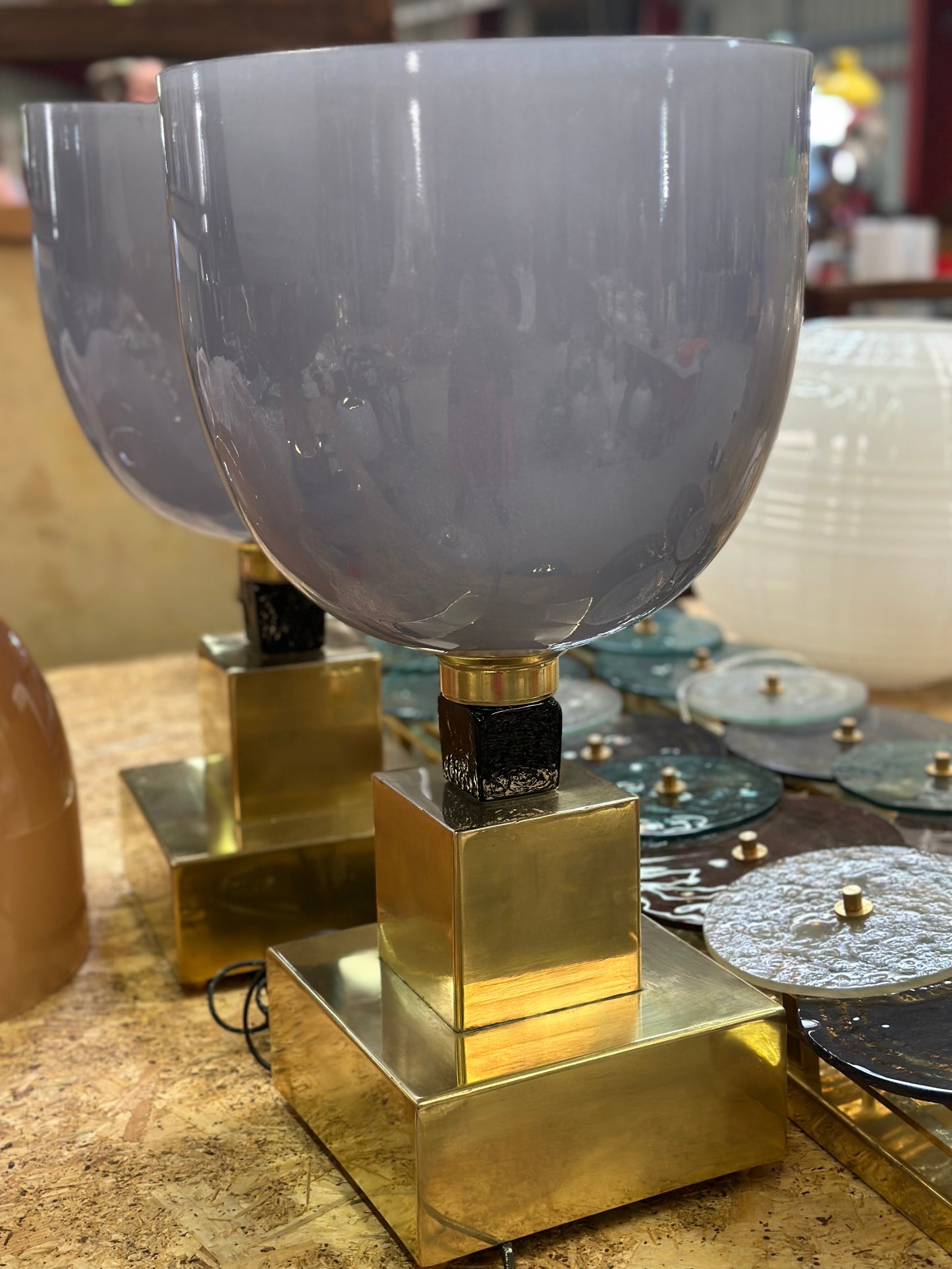 Murano Glass Lamps - Gray