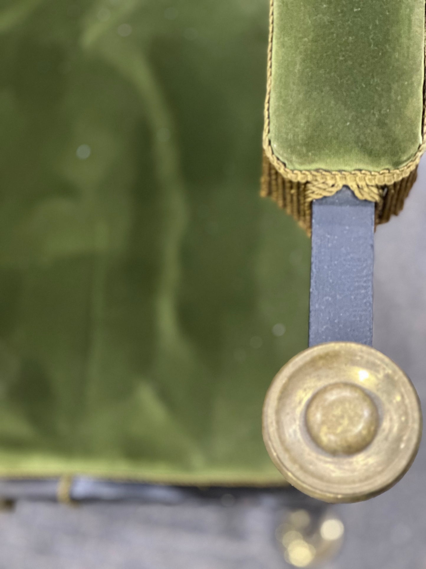Spanish Iron Armchair With Green Fabric c1810