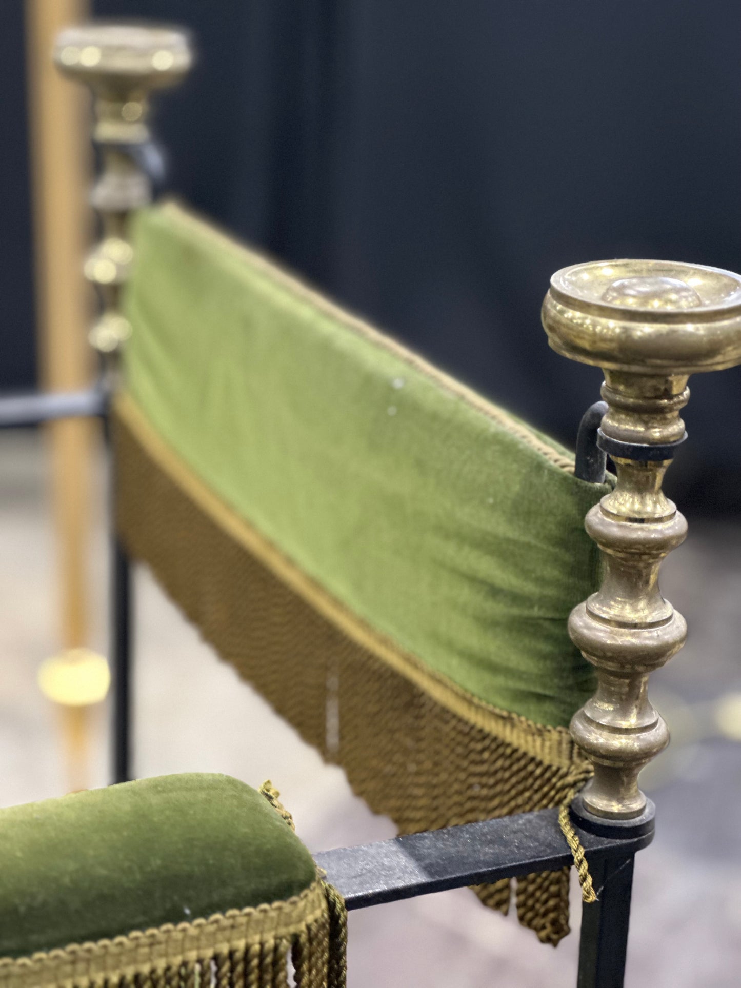 Spanish Iron Armchair With Green Fabric c1810