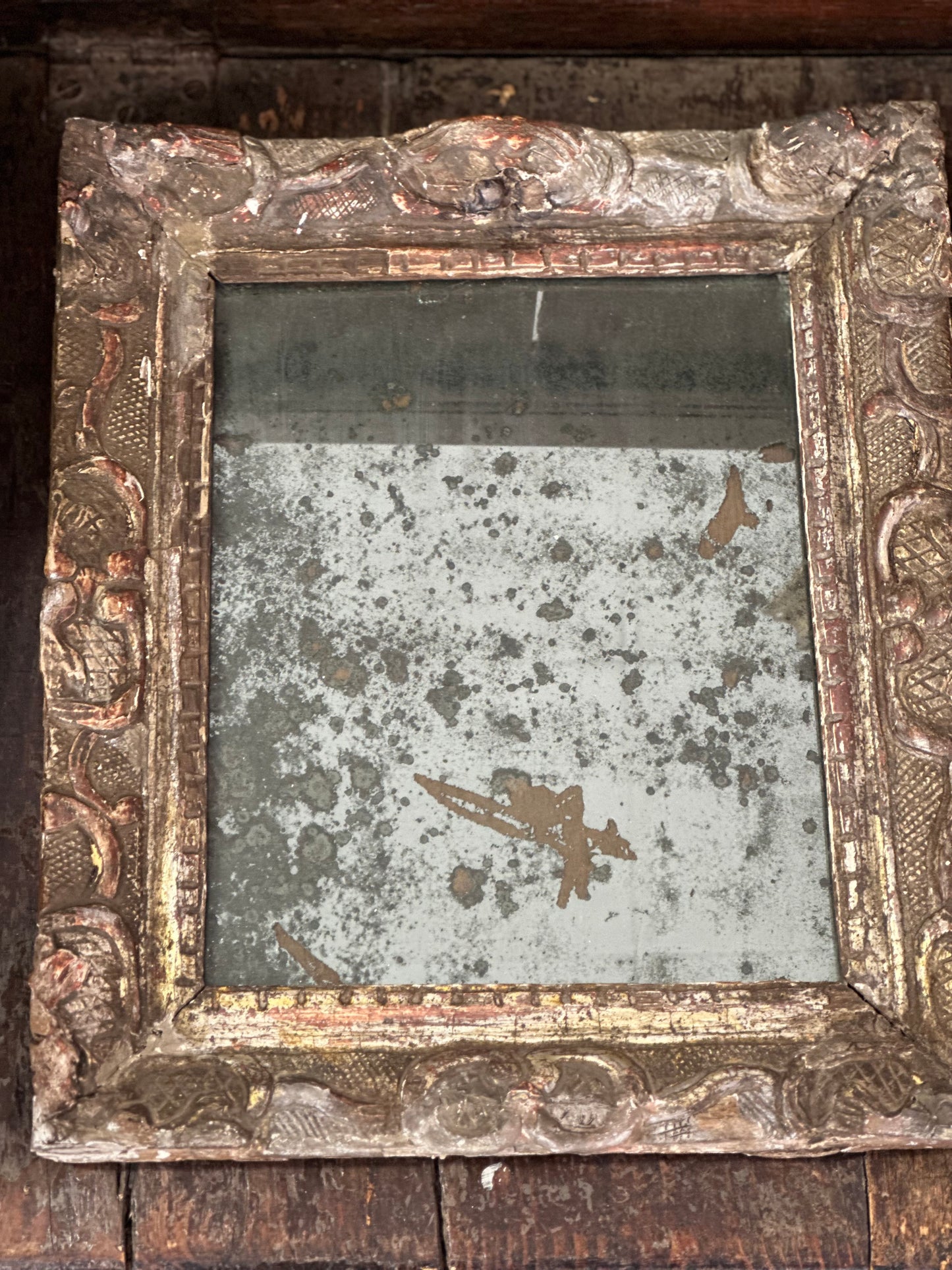 Small Carved Wood Mirror - 19th Century French