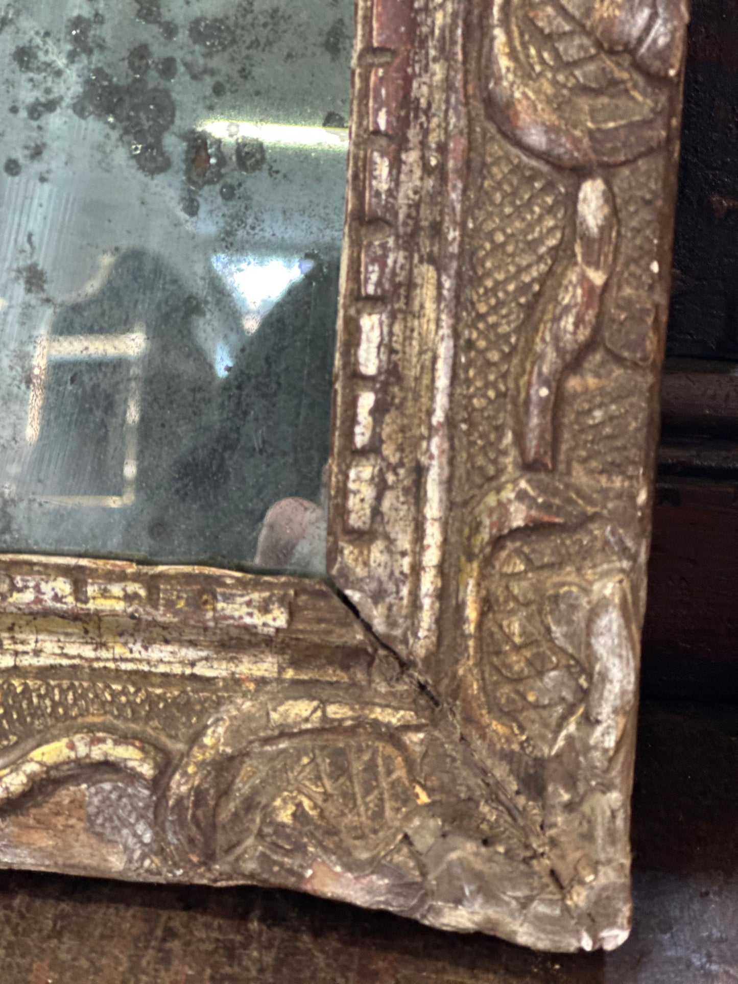 Small Carved Wood Mirror - 19th Century French