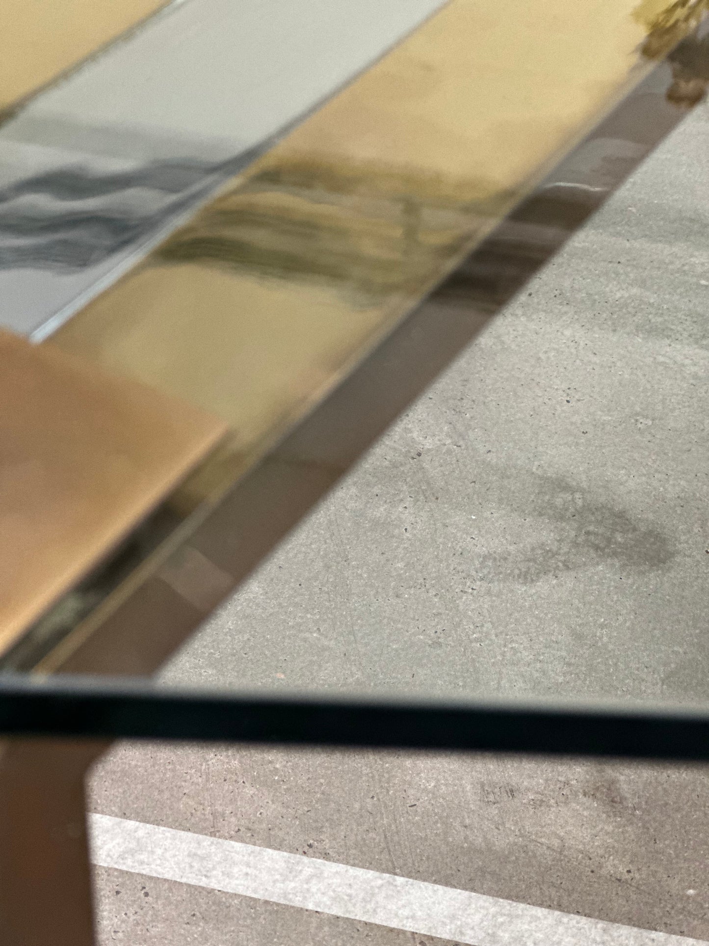 Glass Chrome and Brass Coffee Table - Midcentury