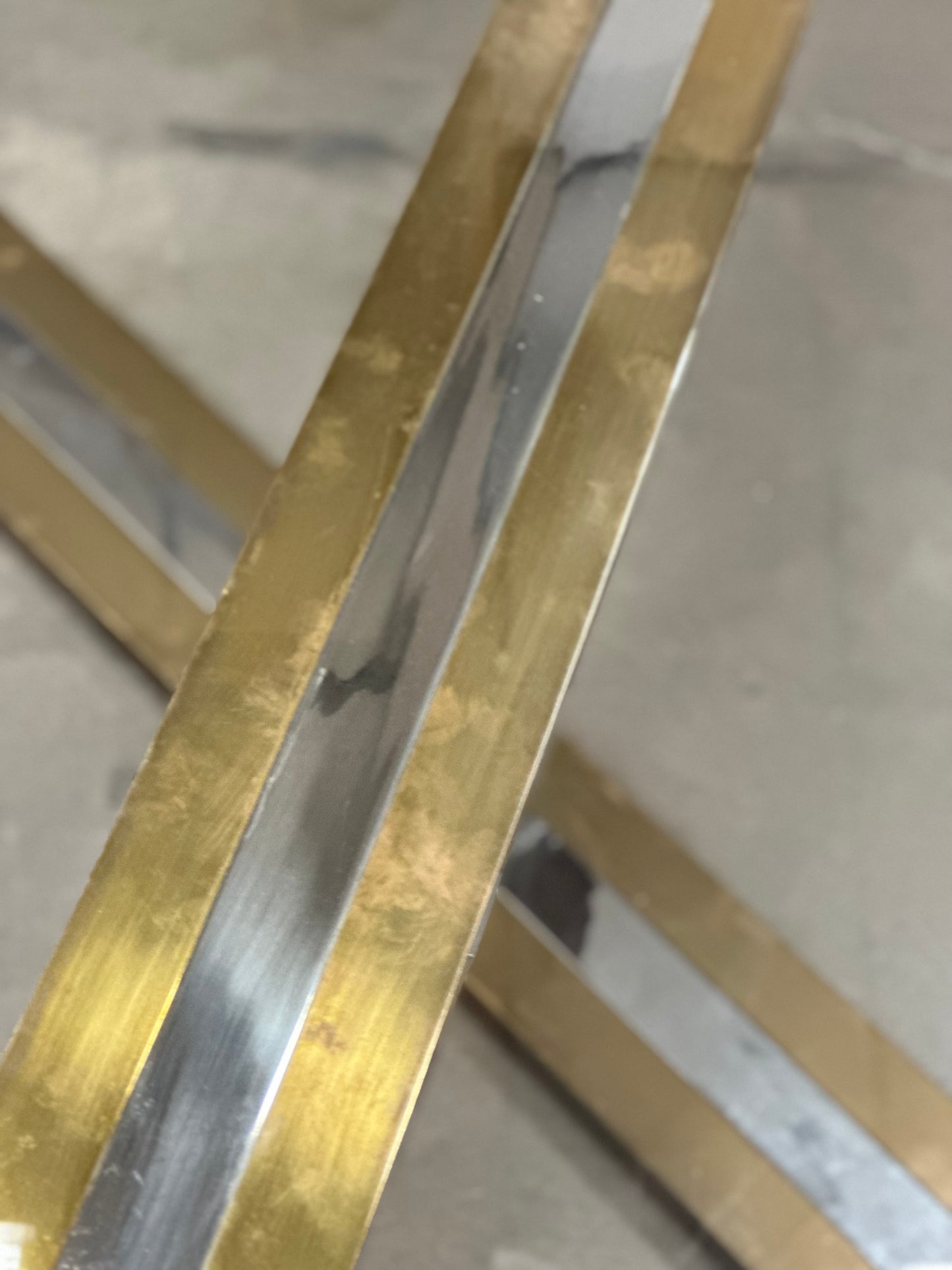 Glass Chrome and Brass Coffee Table - Midcentury