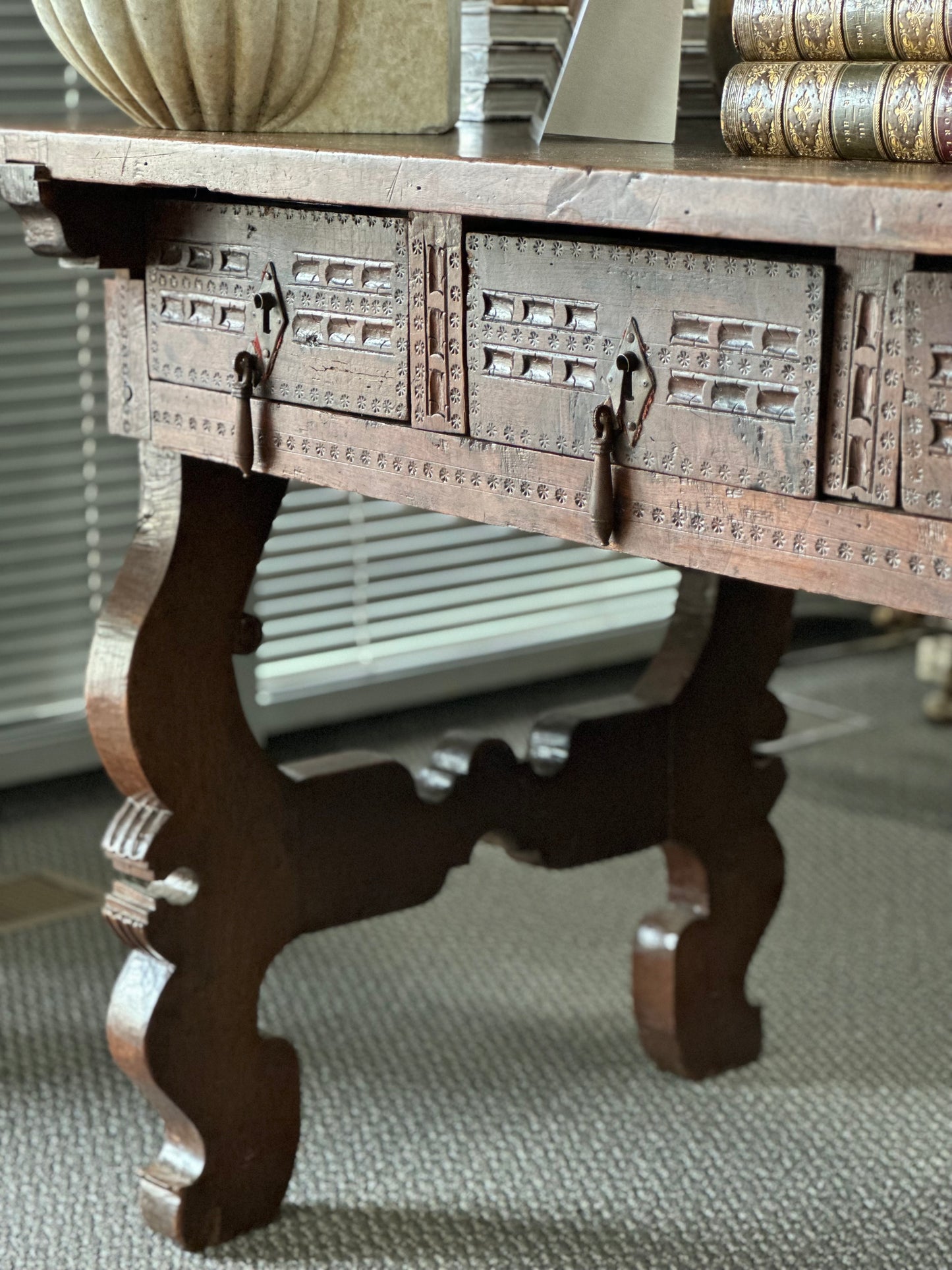 French Walnut Trestle Table - Early 1800s