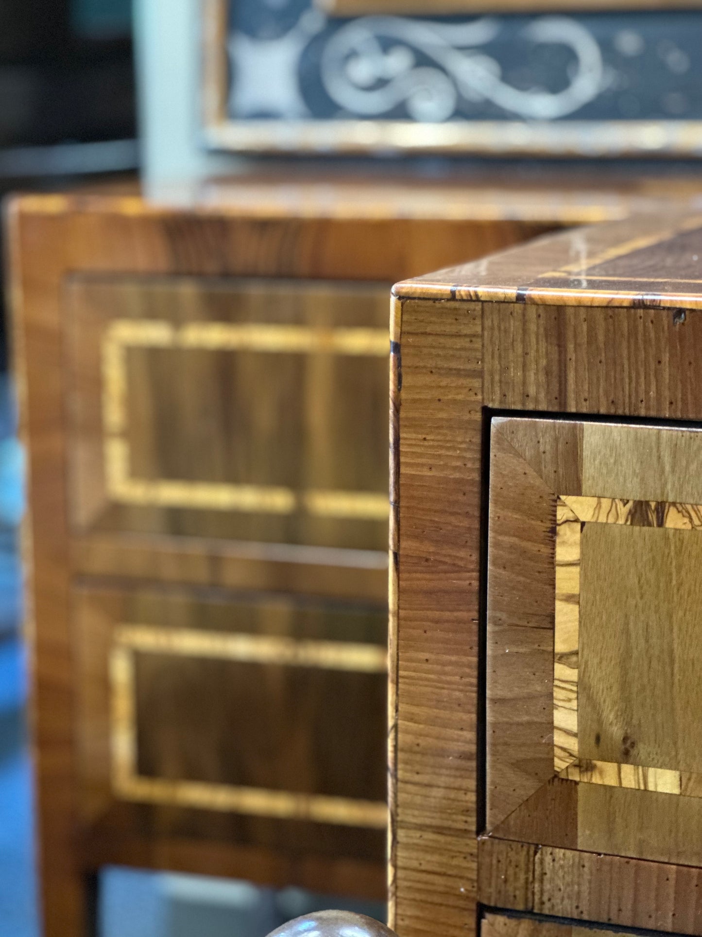 Nepalese Mahogany Chest With Satin Inlay