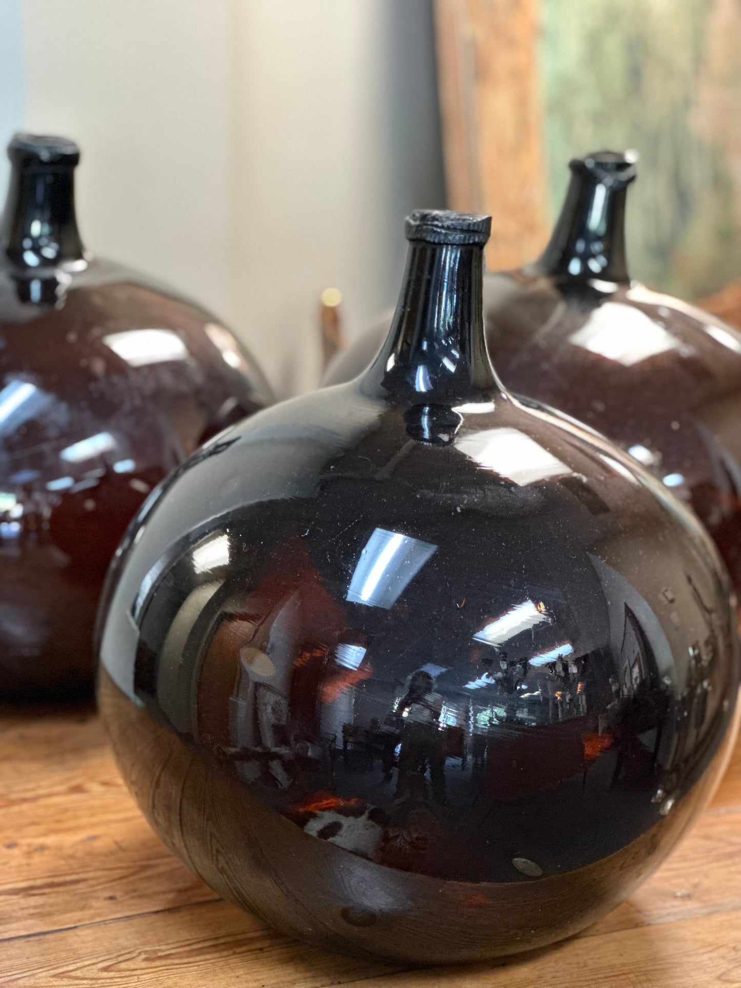 19th Century French Blown Glass Demijohn Bottle- Alsace