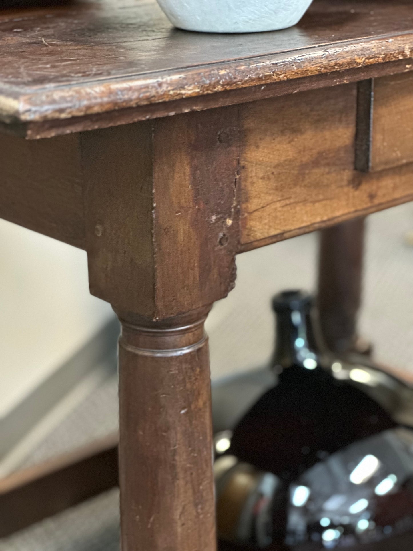 French Walnut Table With Drawer c1800