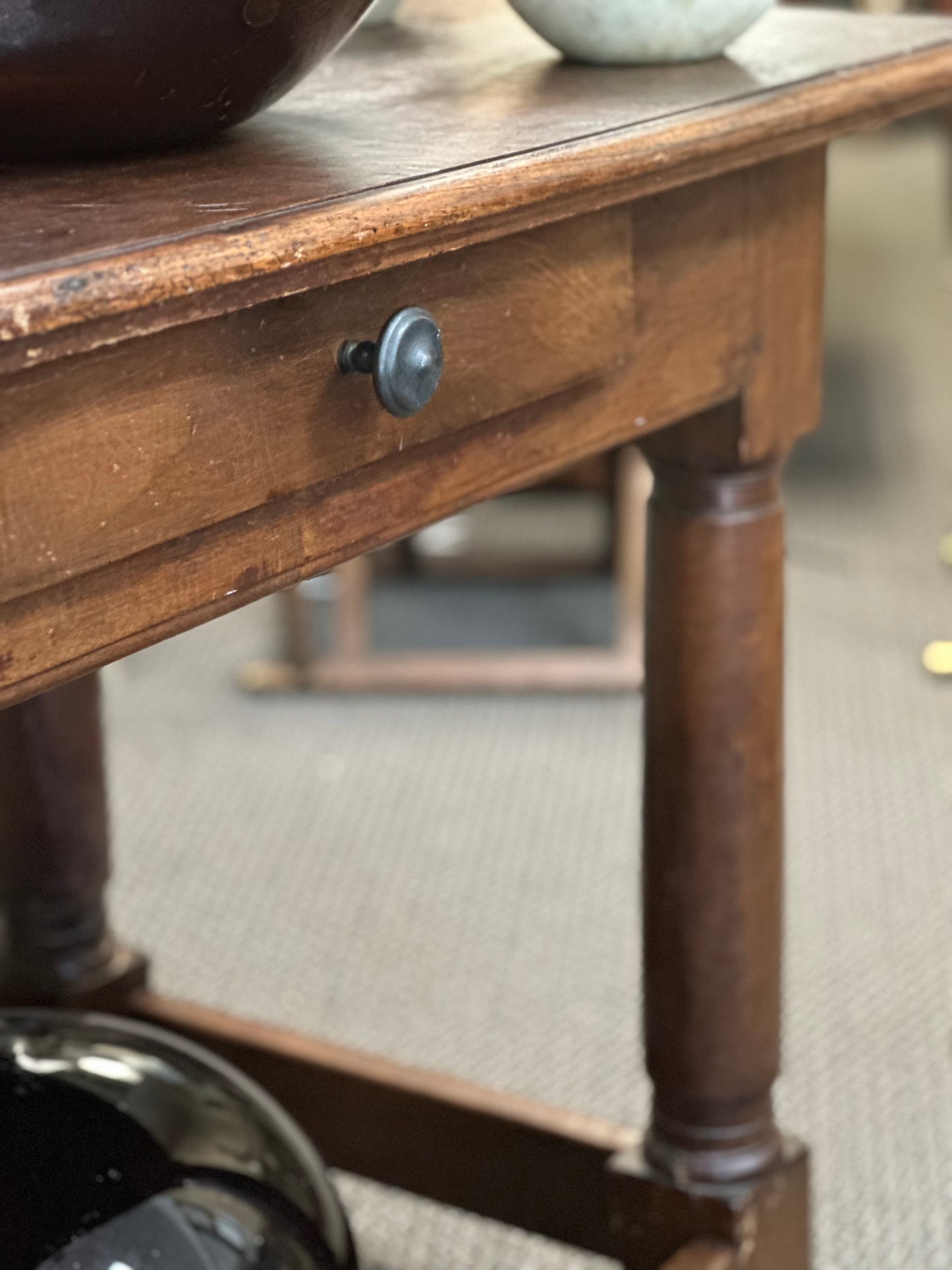 French Walnut Table With Drawer c1800