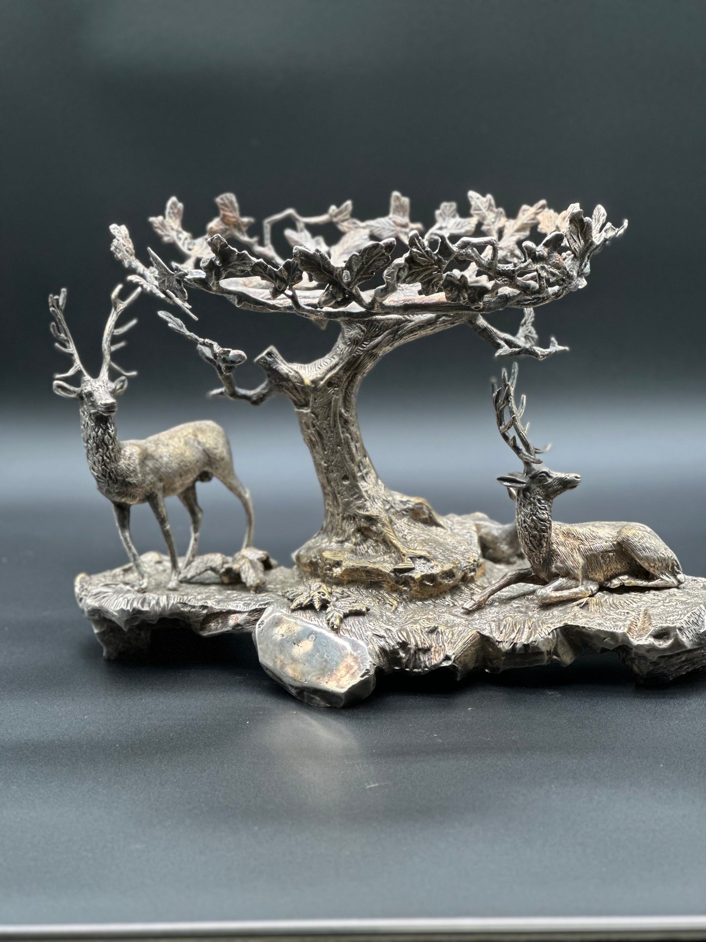 Spanish Silver Plate Deer Compote c1940