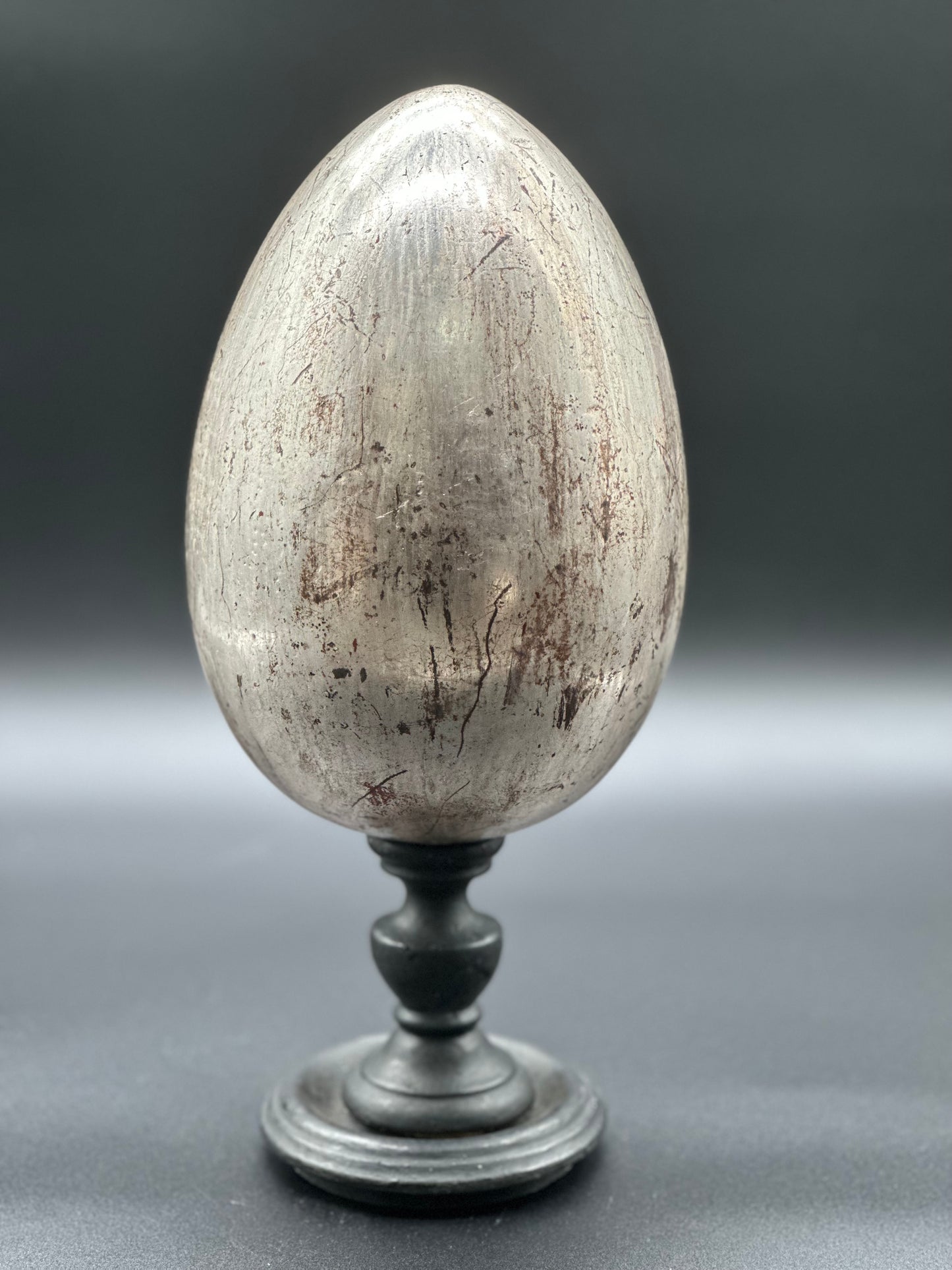 Italian Wood With Silver Leaf Eggs - EACH