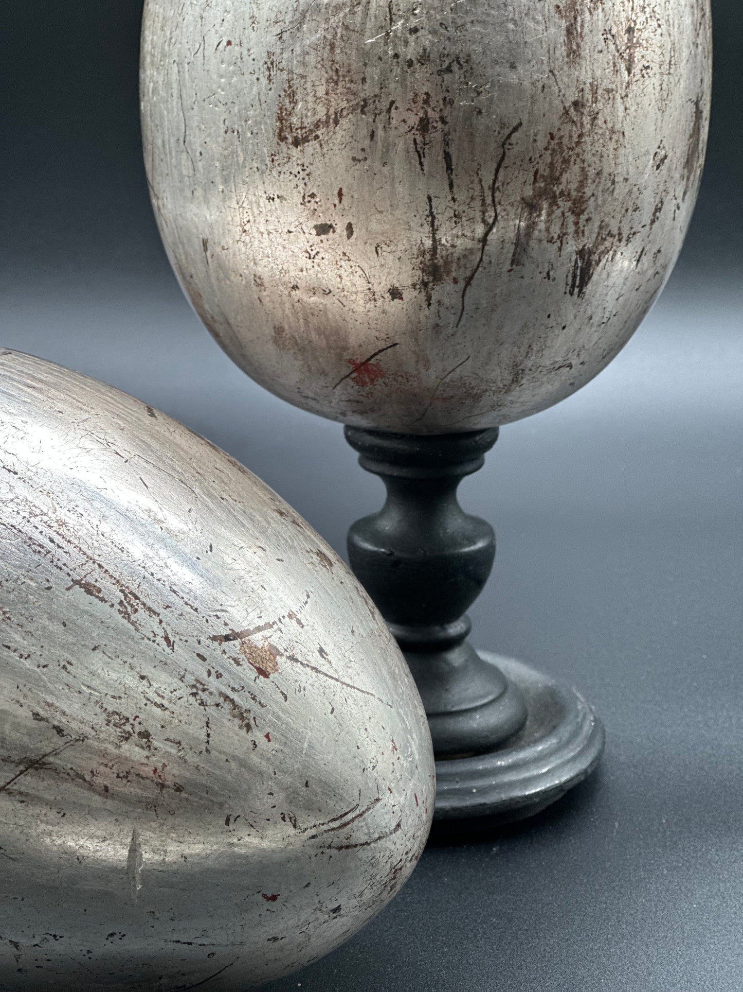 Italian Wood With Silver Leaf Eggs - EACH