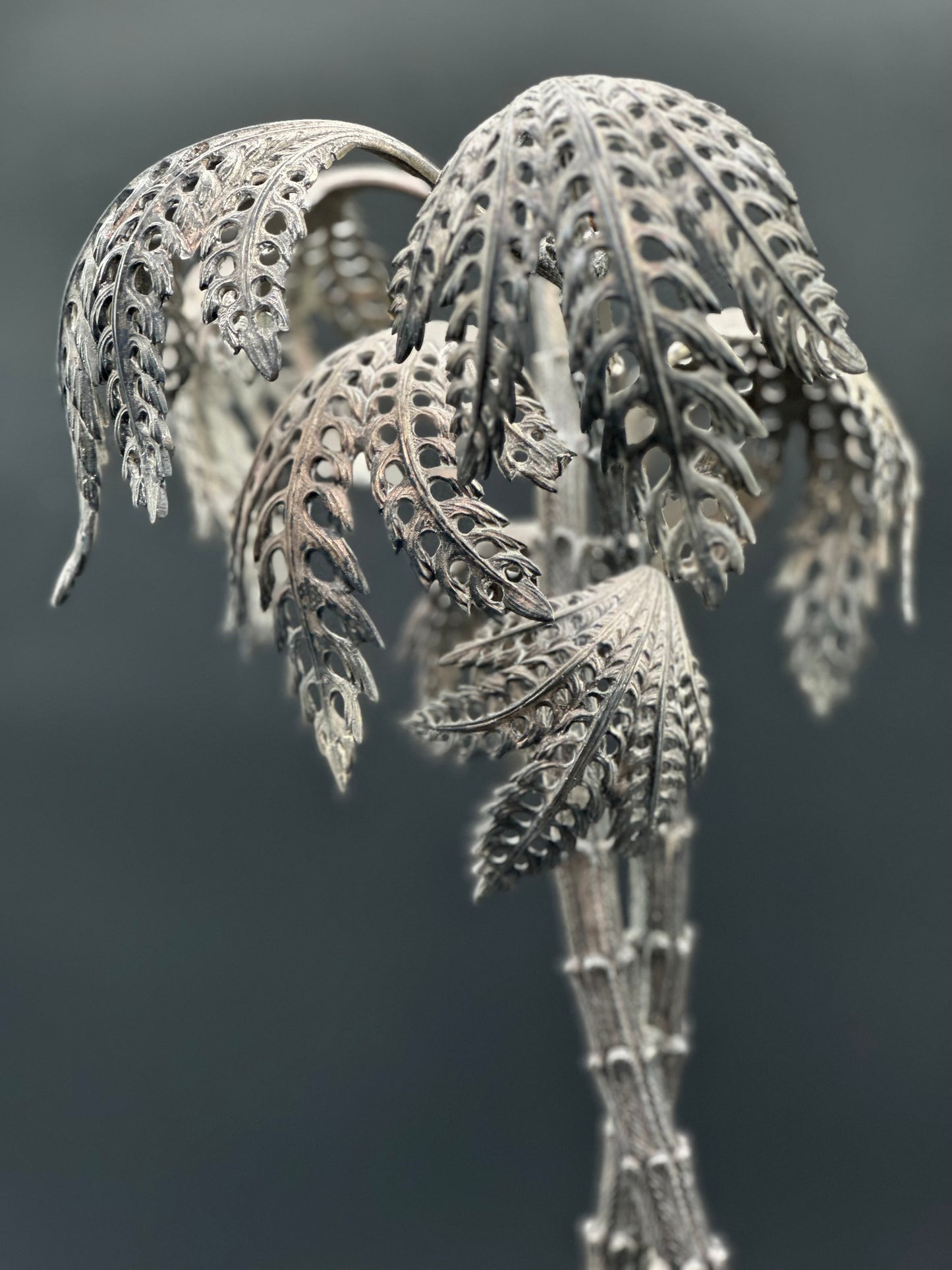 Silver Metal Palm Tree With Ostrich - Italian